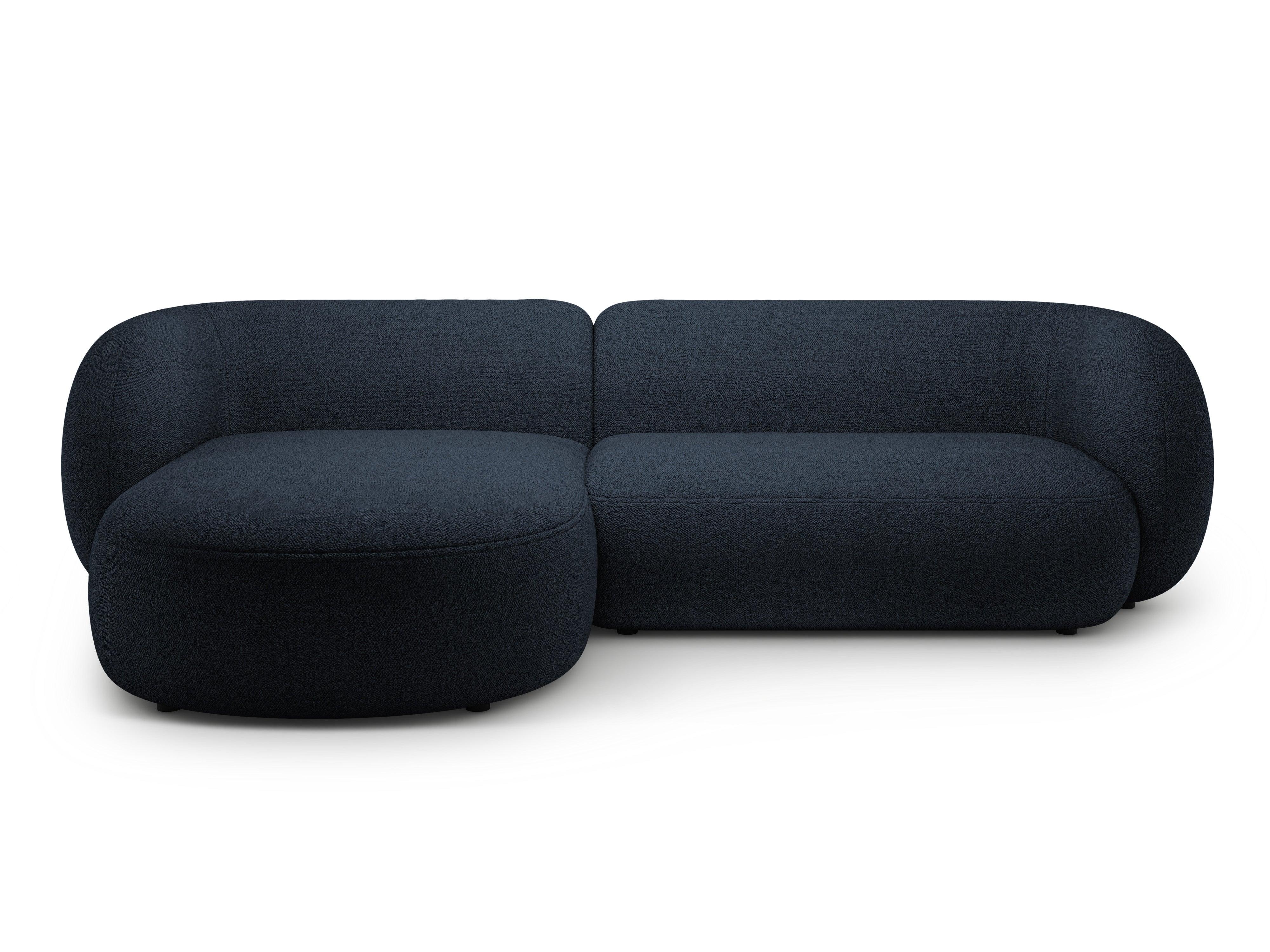Left-facing 3-seater sofa KATE navy blue boucle