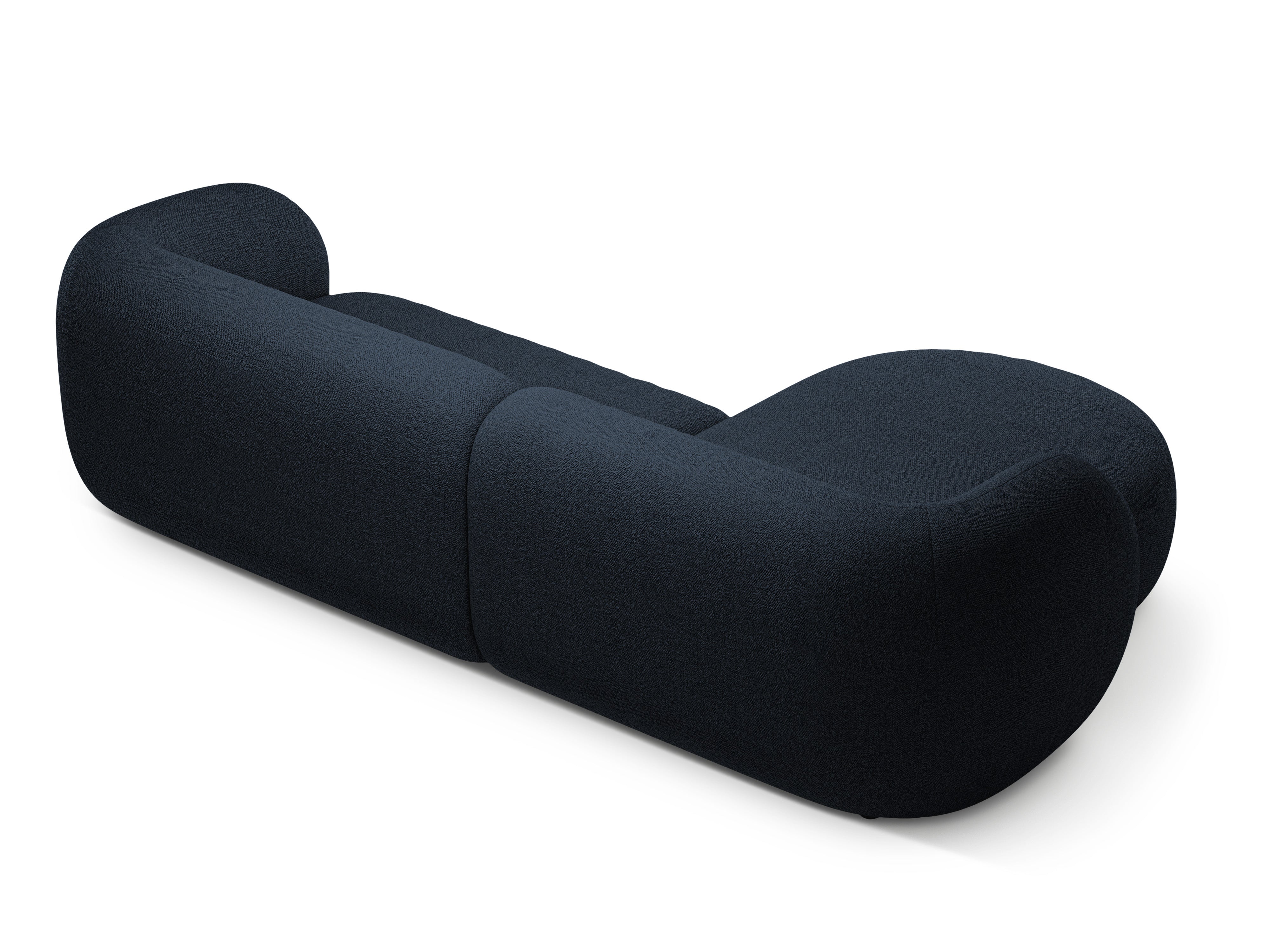 Left-facing 3-seater sofa KATE navy blue boucle