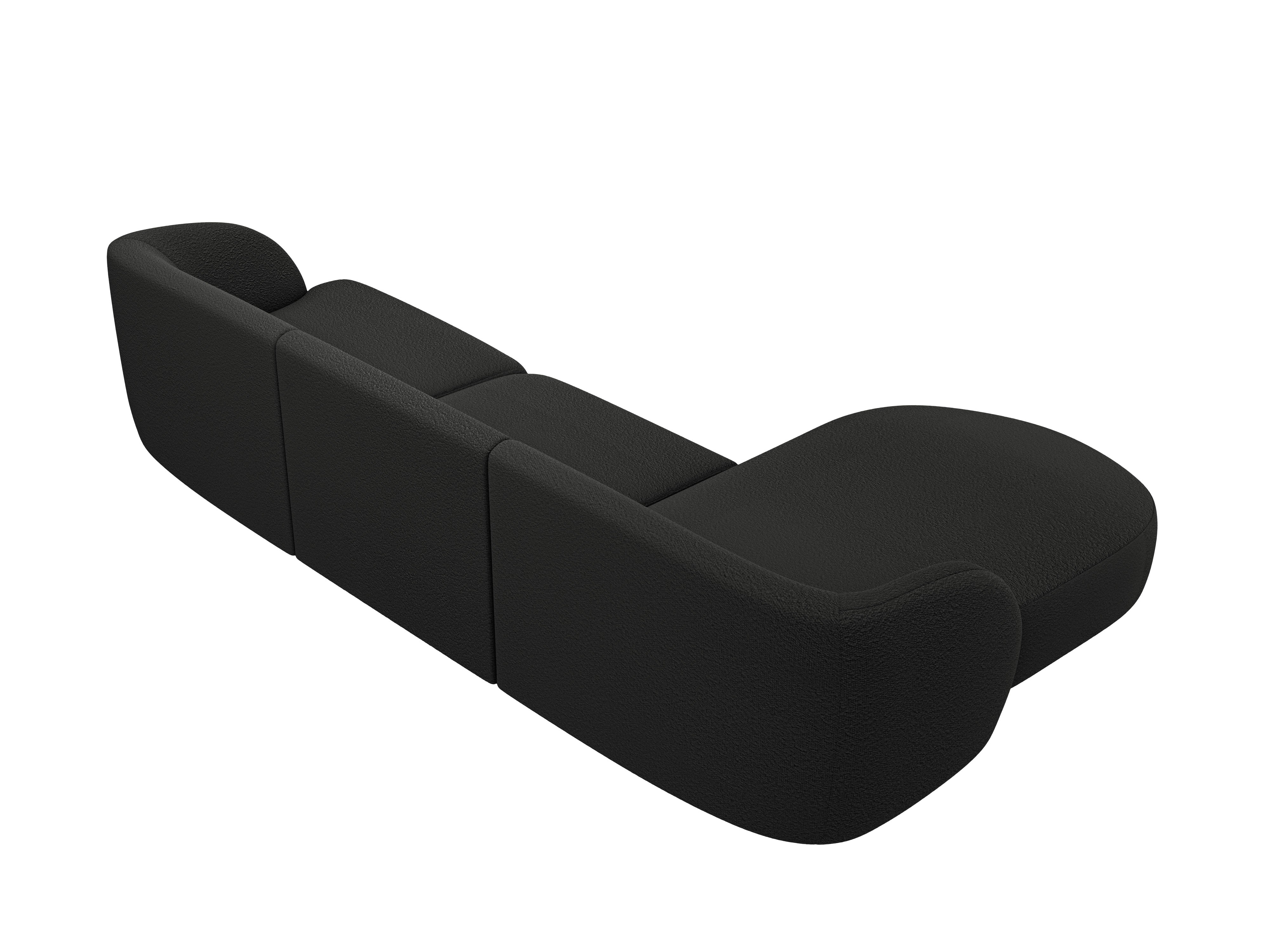 Černý boucle rohový gauč pro 4 osoby MILEY levý