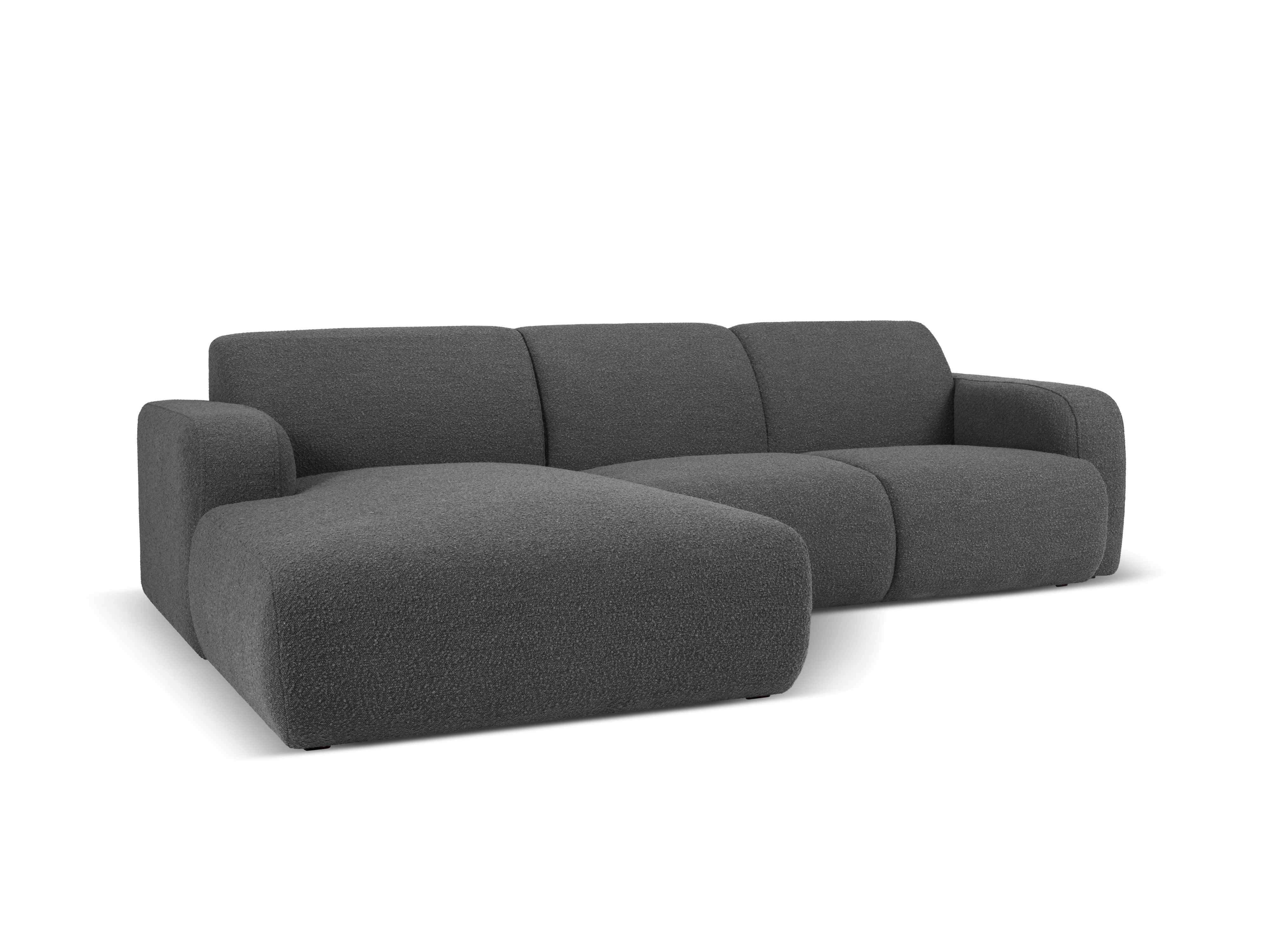 Narożnik w tkaninie boucle lewostronny MOLINO ciemnoszary Micadoni Eye on Design