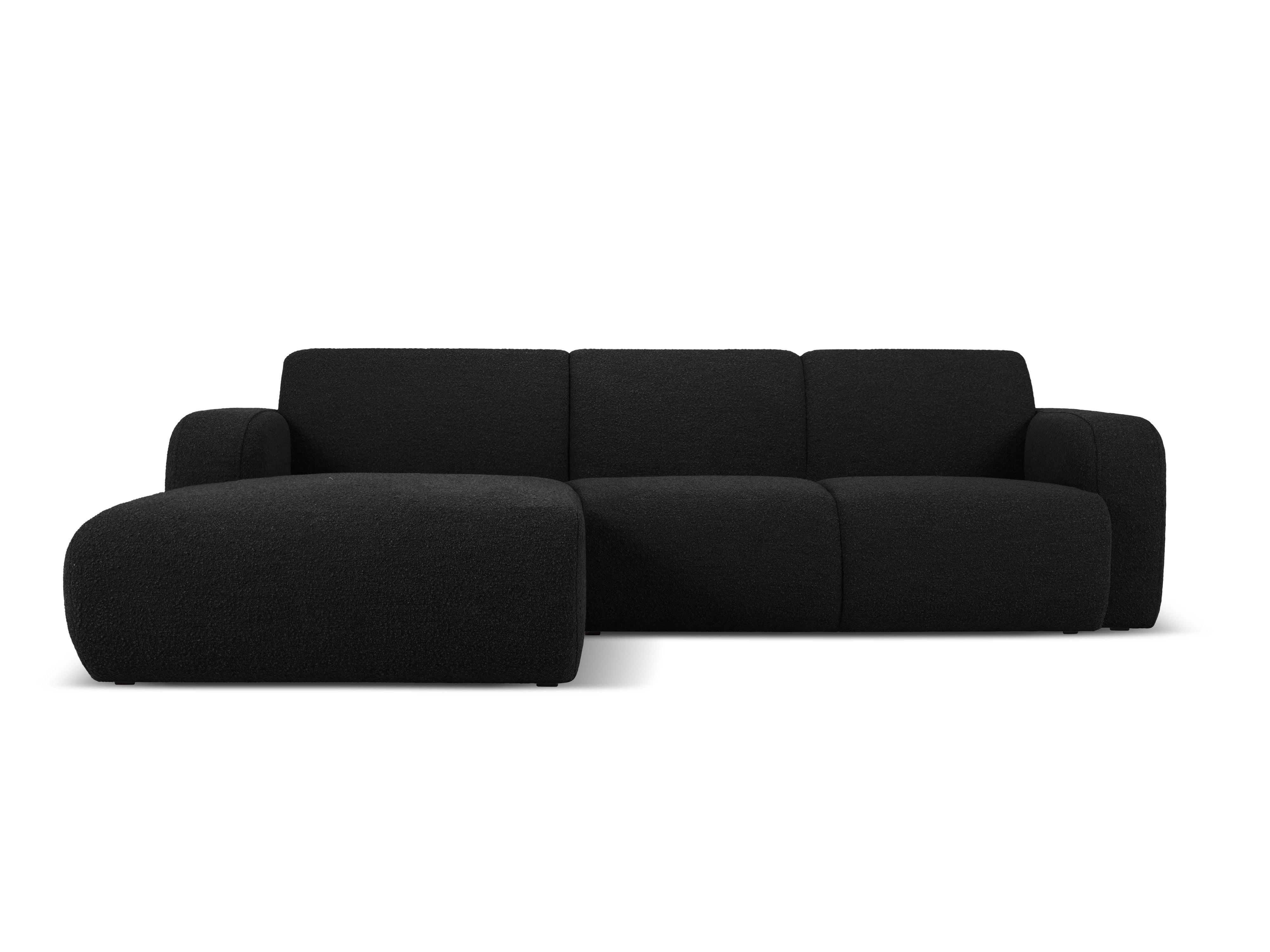 Narożnik w tkaninie boucle lewostronny MOLINO czarny – Micadoni