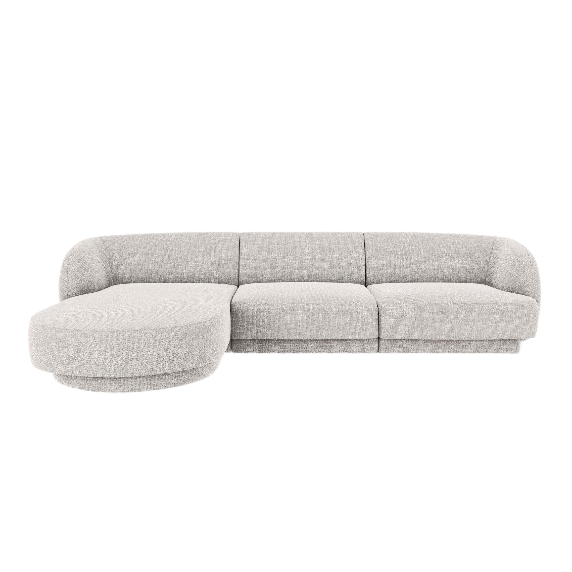 4-seater left-facing corner sofa MILEY light gray silky chenille
