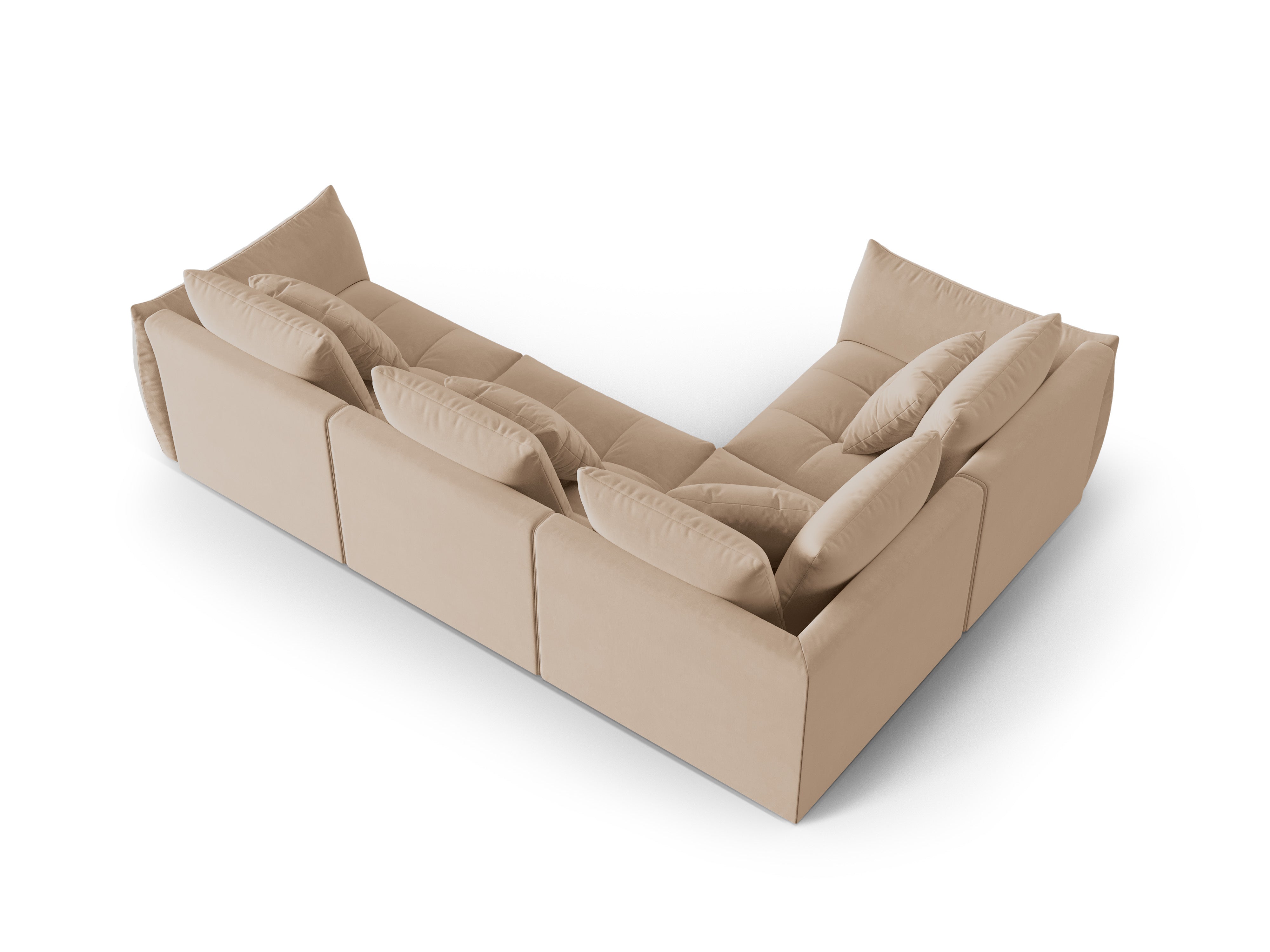 Sametový modulární rohový gauč pro 3 osoby levý BLOOM pískový