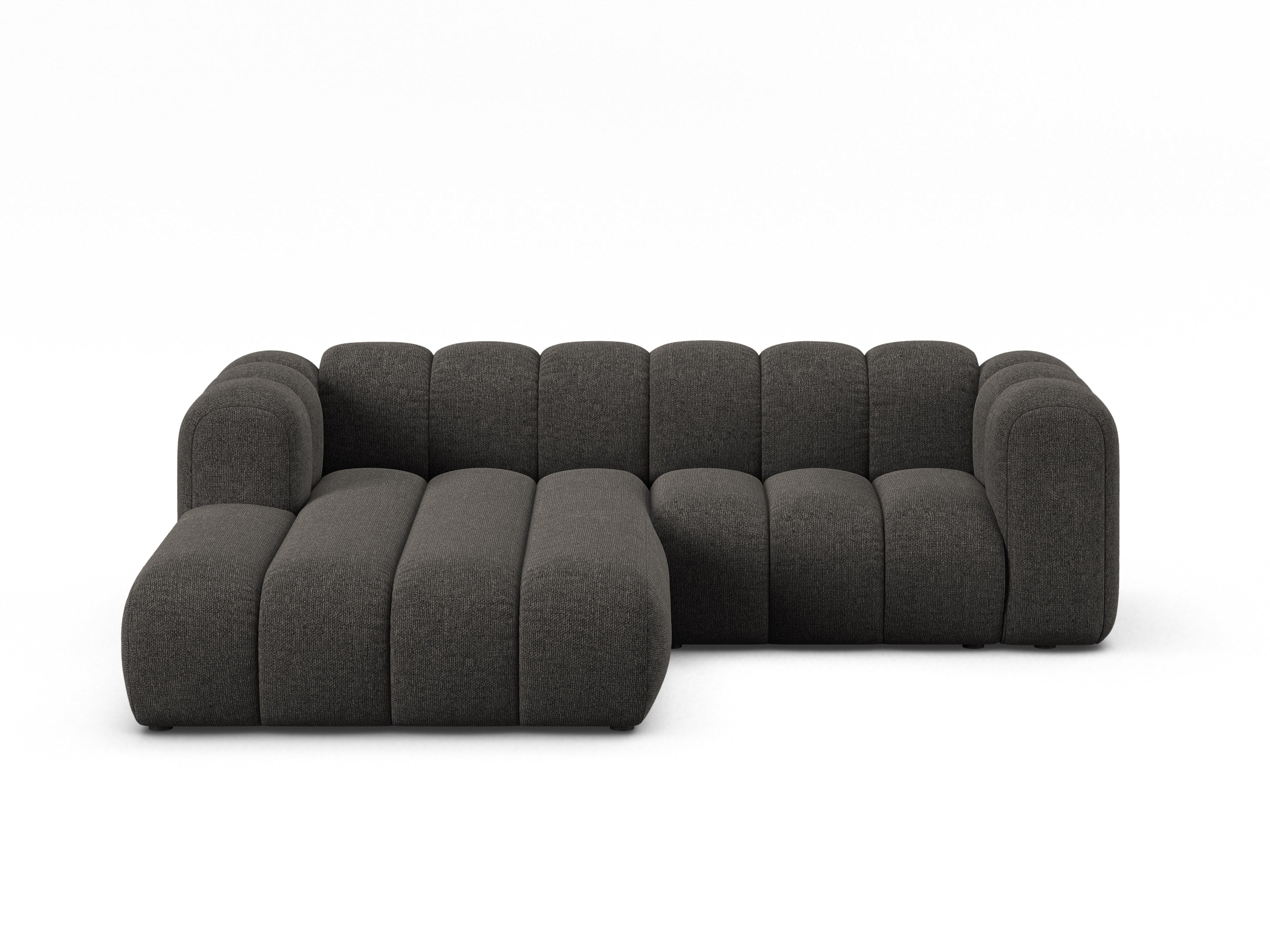 Left-facing 3-seater corner sofa LUPINE gray chenille