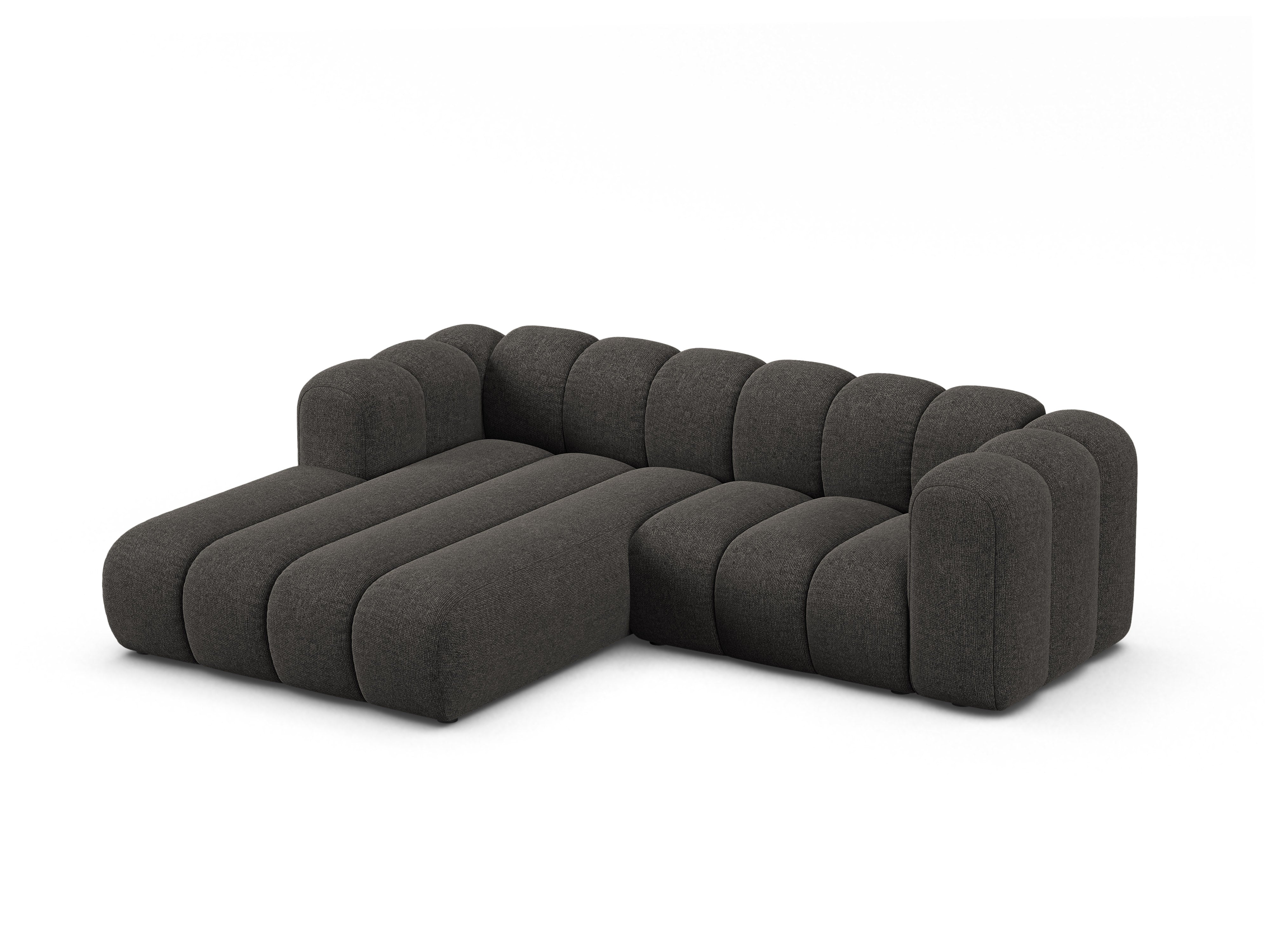 Left-facing 3-seater corner sofa LUPINE gray chenille