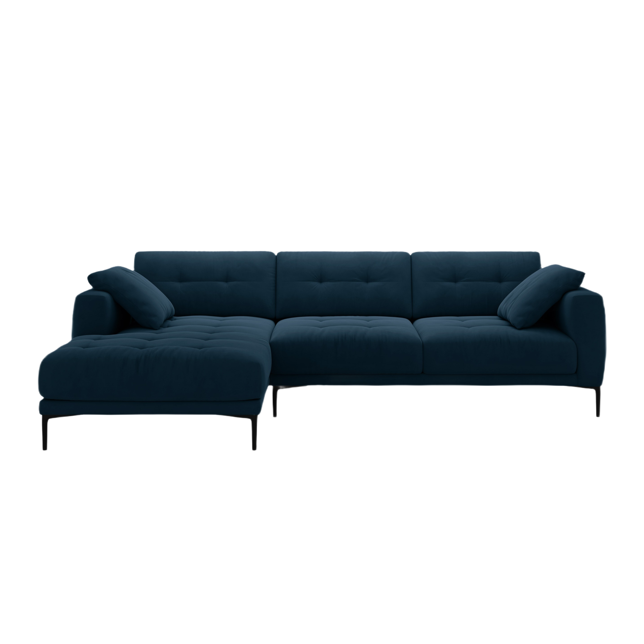 Left-facing velvet corner sofa BEMY royal blue