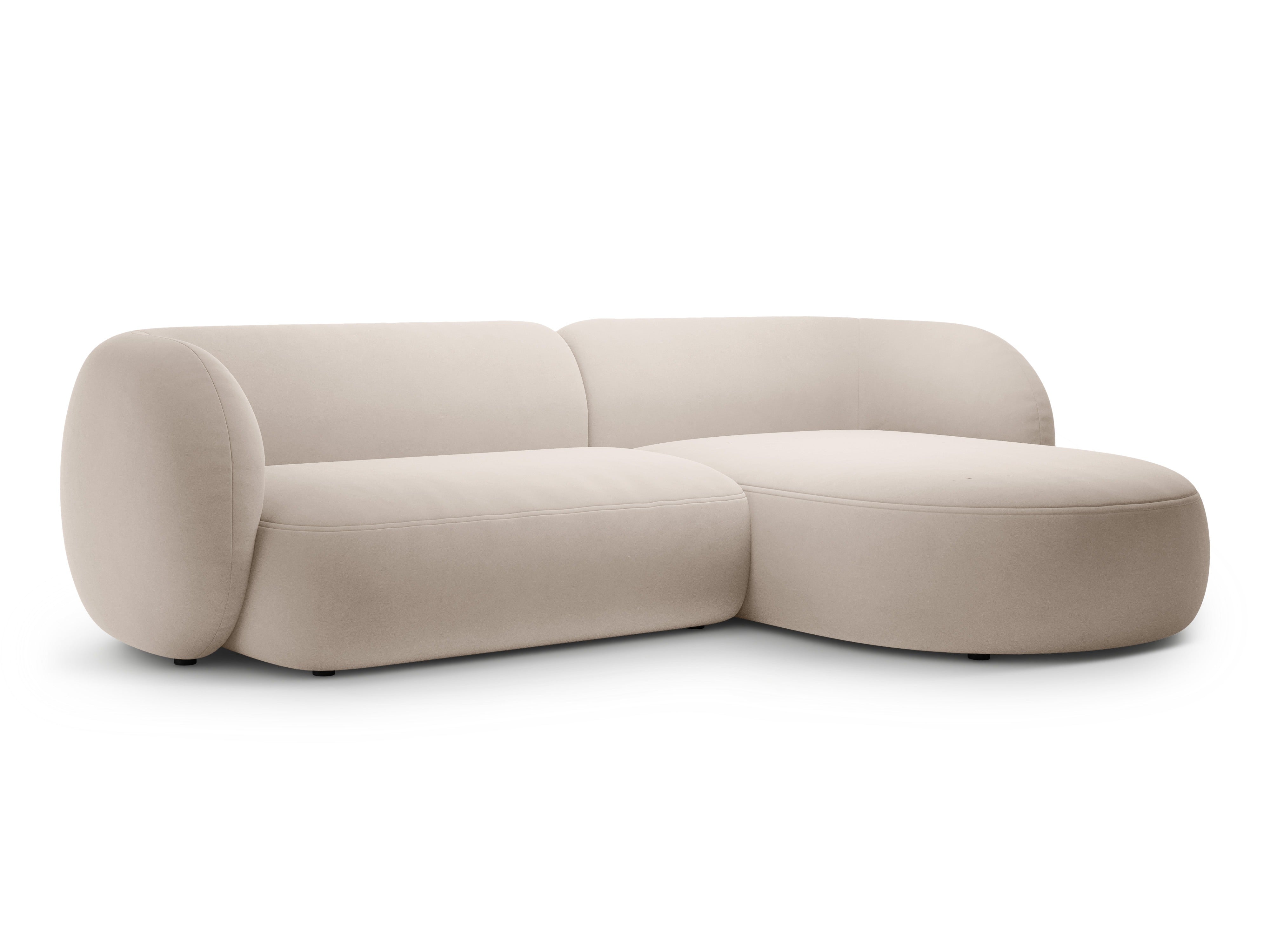 Right-facing velvet corner sofa KATE beige