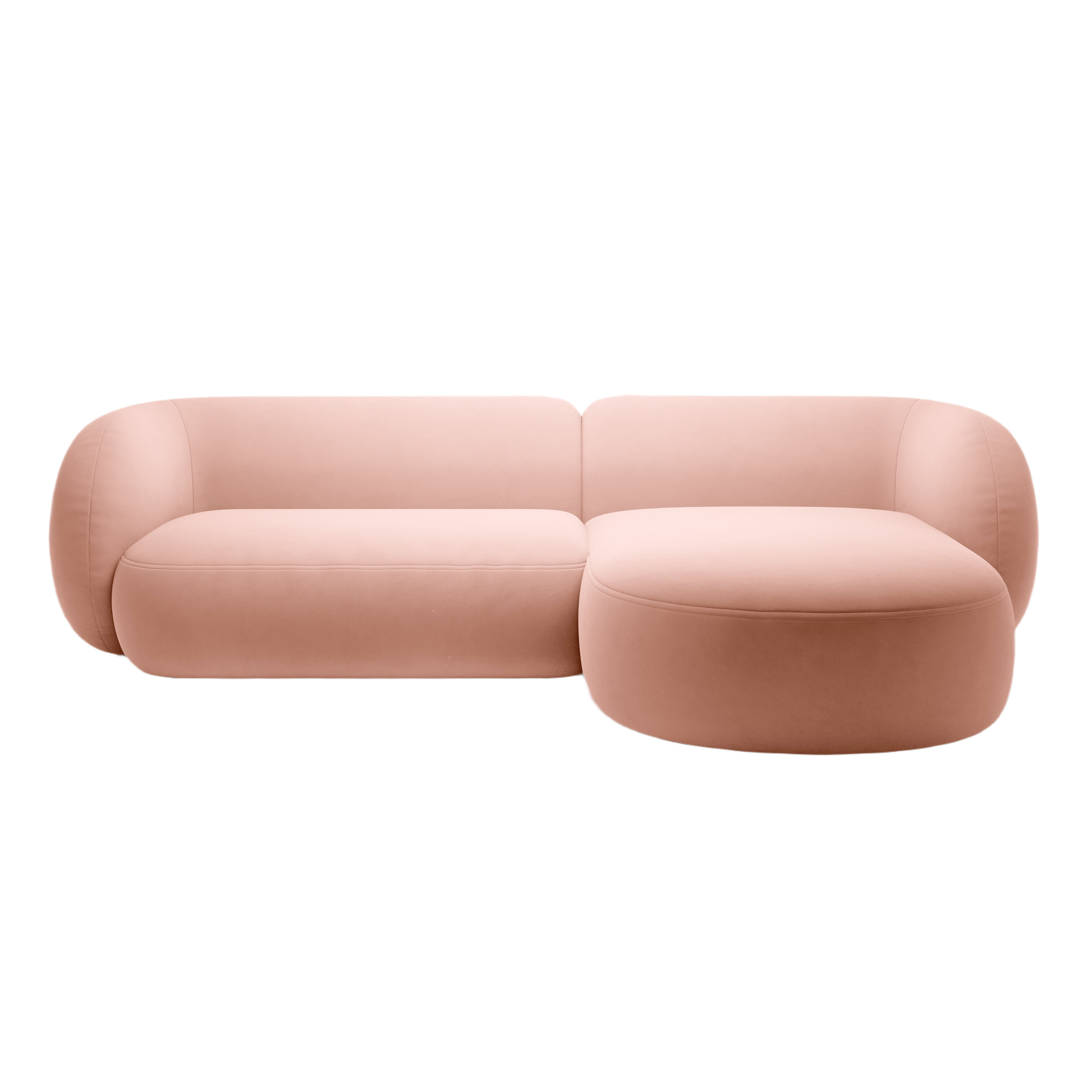 Right-facing velvet corner sofa 3-seater KATE pink