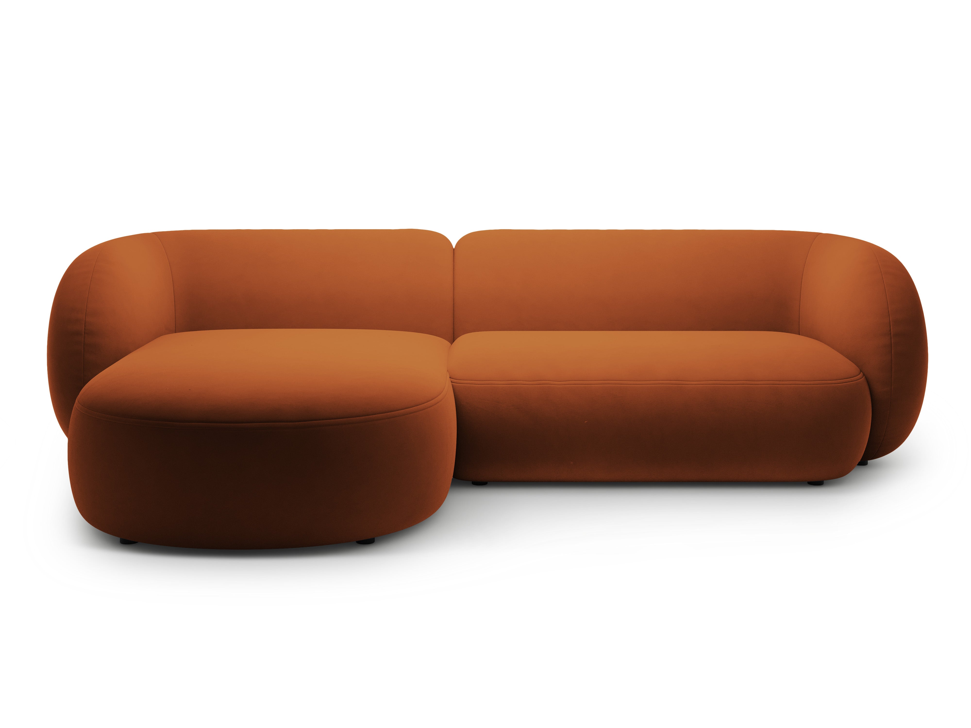Left-facing velvet corner sofa 3-seater KATE terracotta