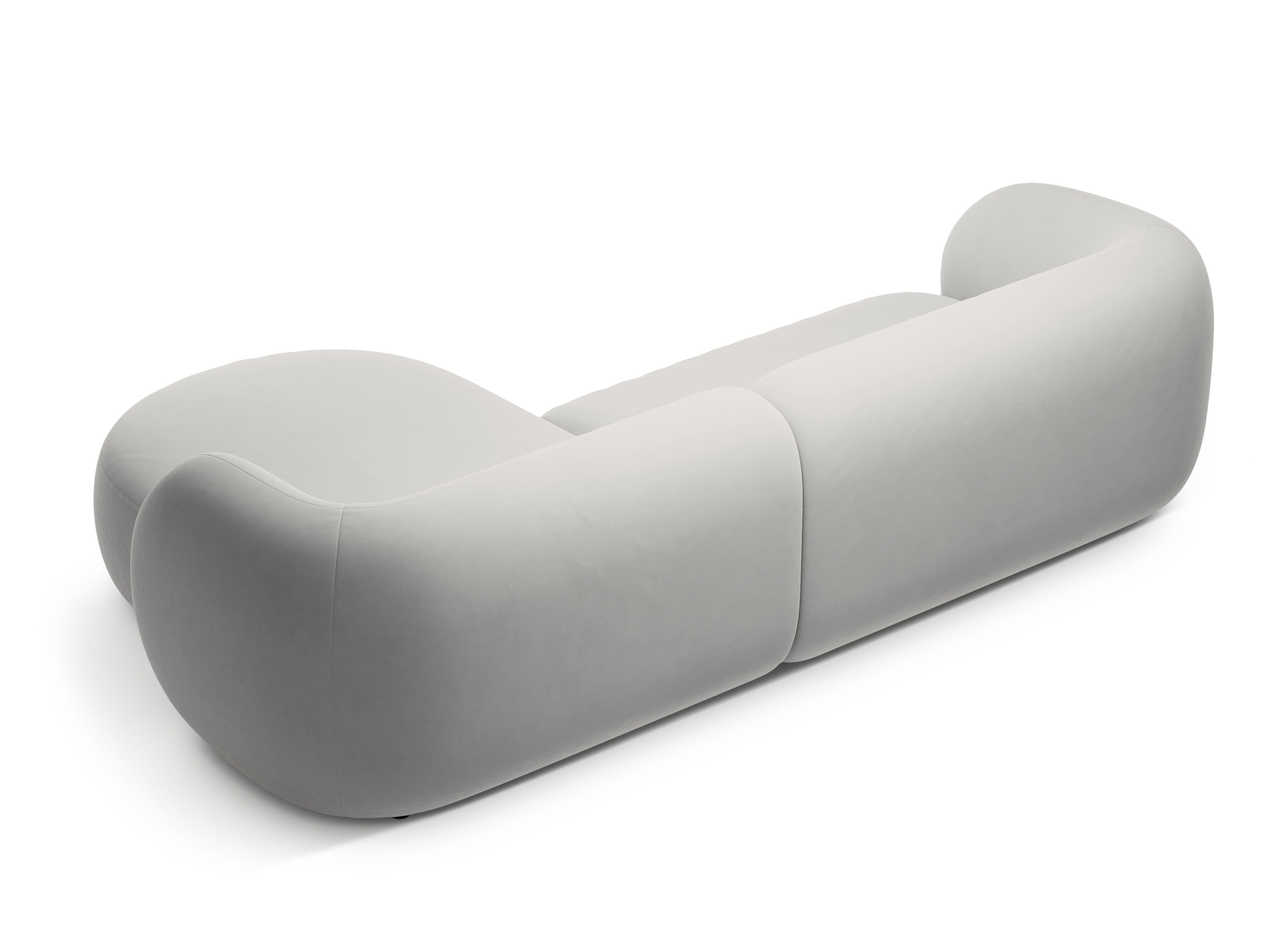 Right-facing velvet corner sofa for 3 people KATE light gray