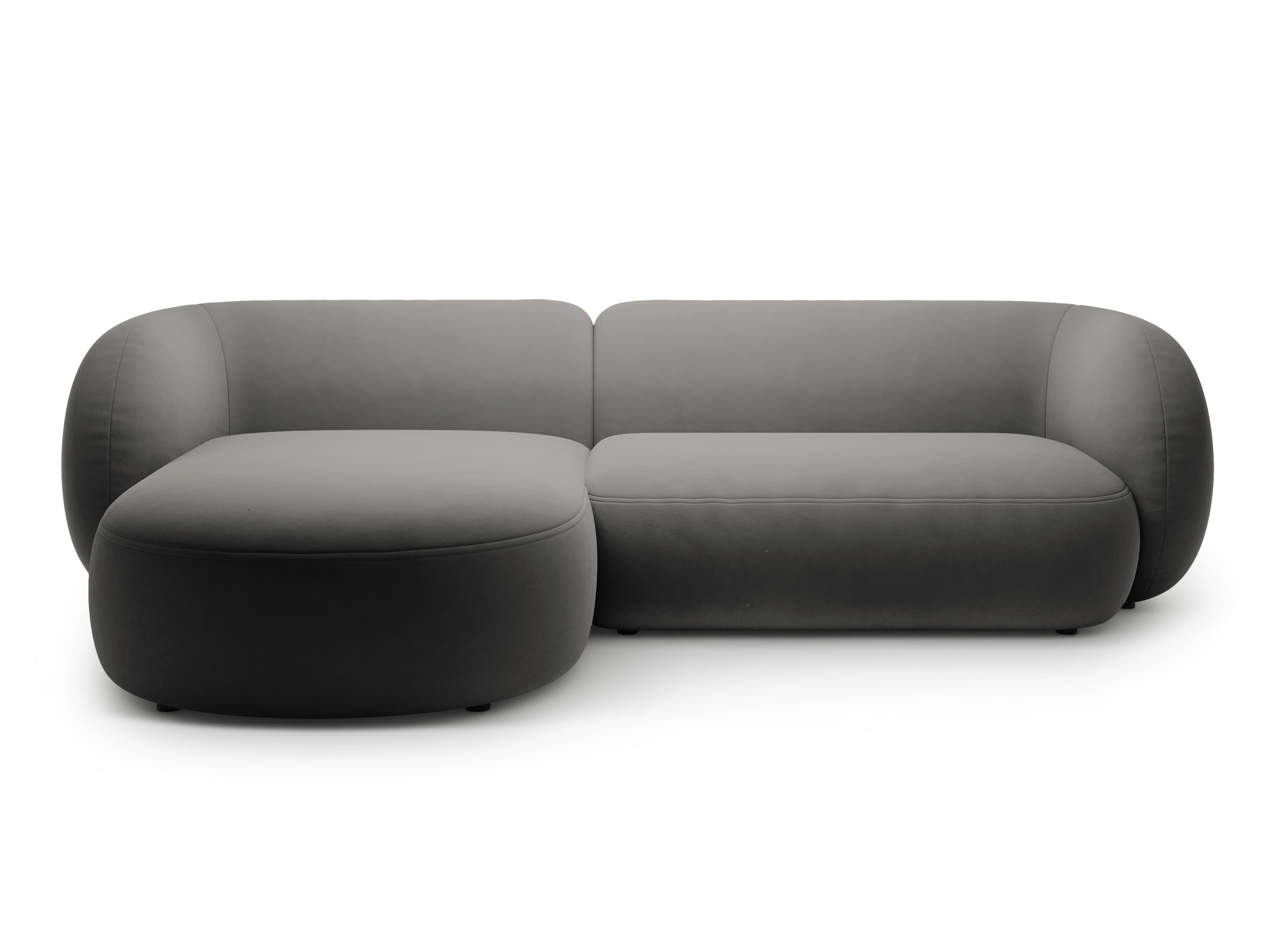 Left-facing velvet corner sofa for 3 people KATE dark gray