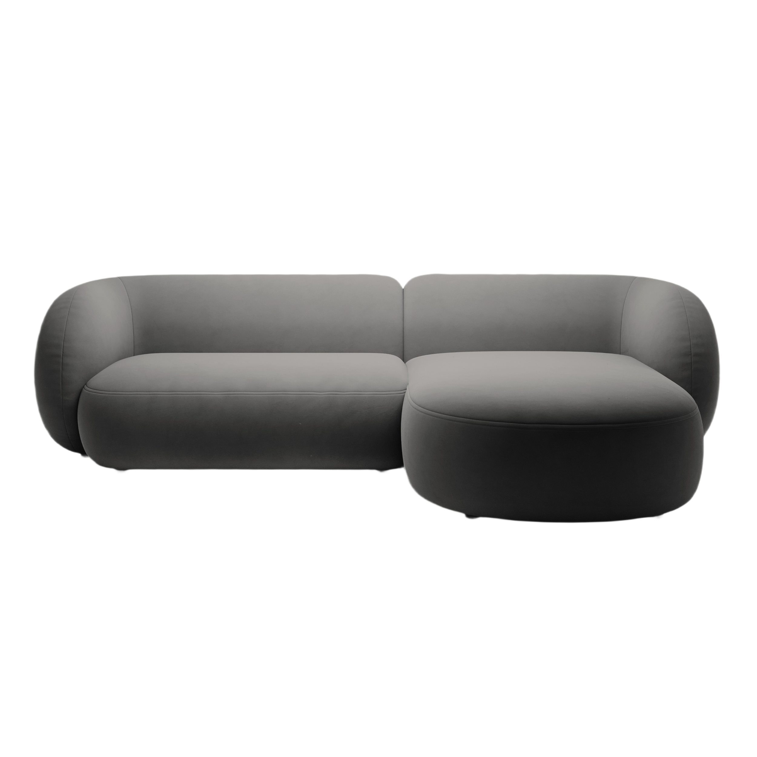 Right-facing velvet corner sofa for 3 people KATE dark gray