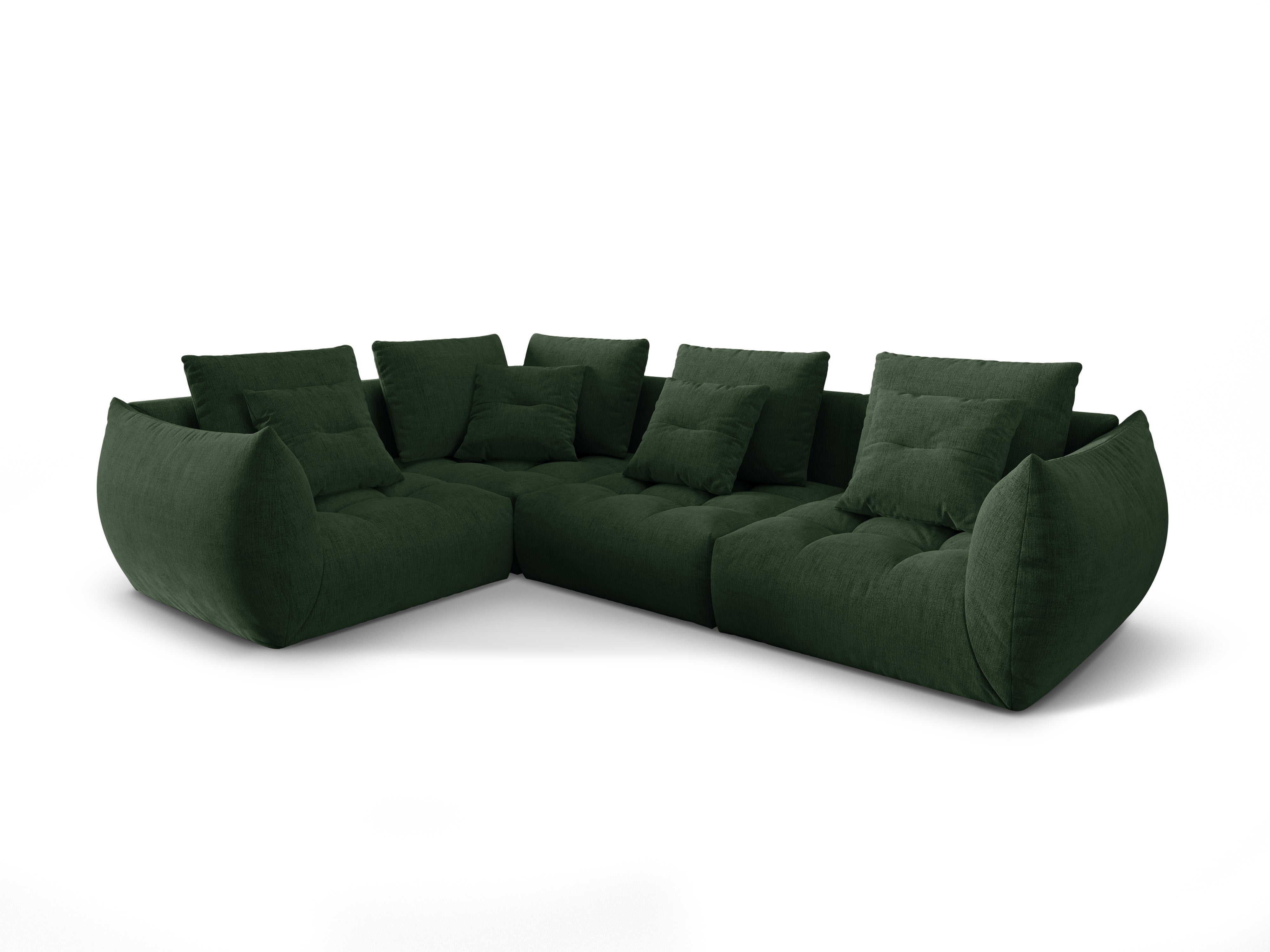 Left-facing 3-seater modular corner sofa BLOOM green chenille