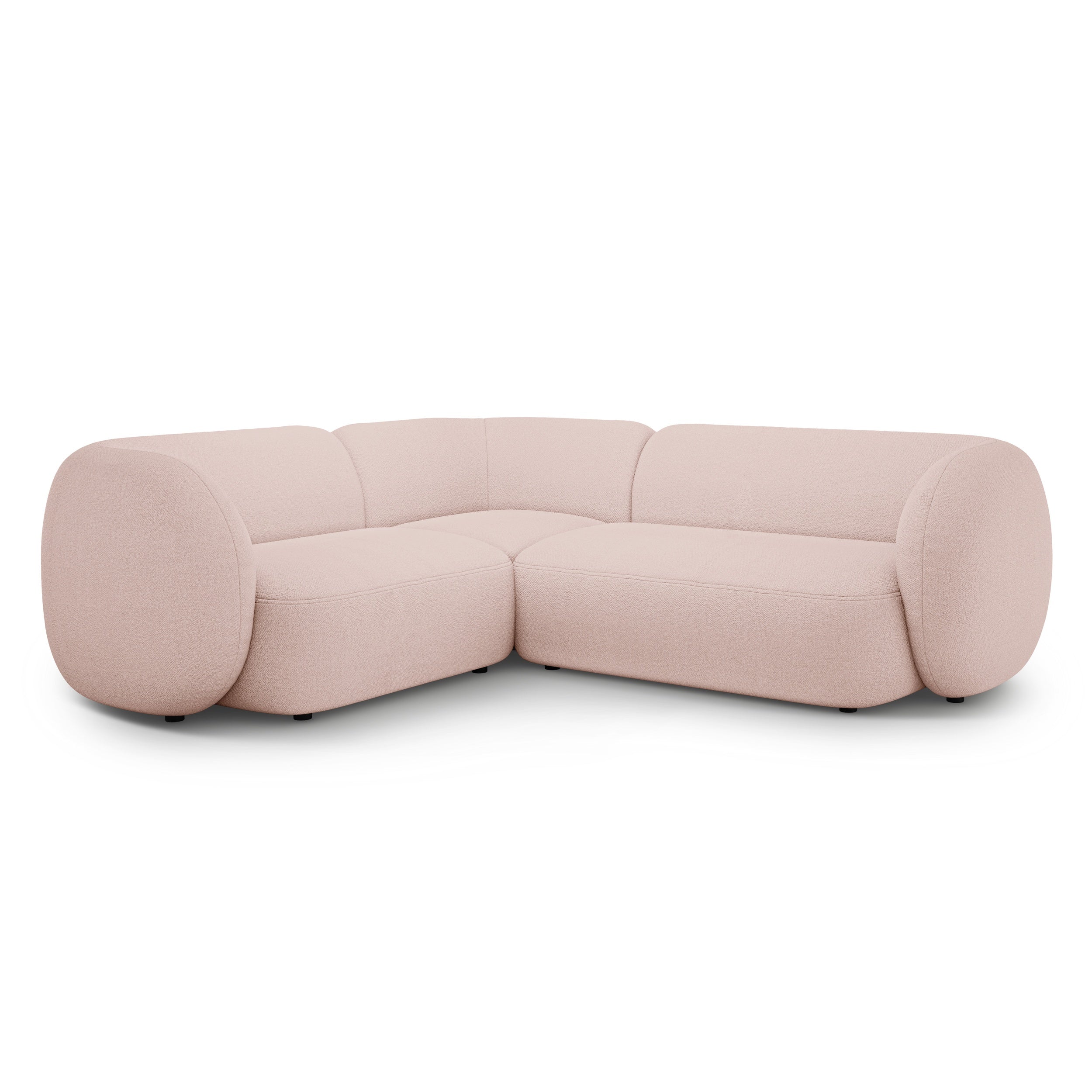 Left-facing 4-seater sofa KATE pink boucle