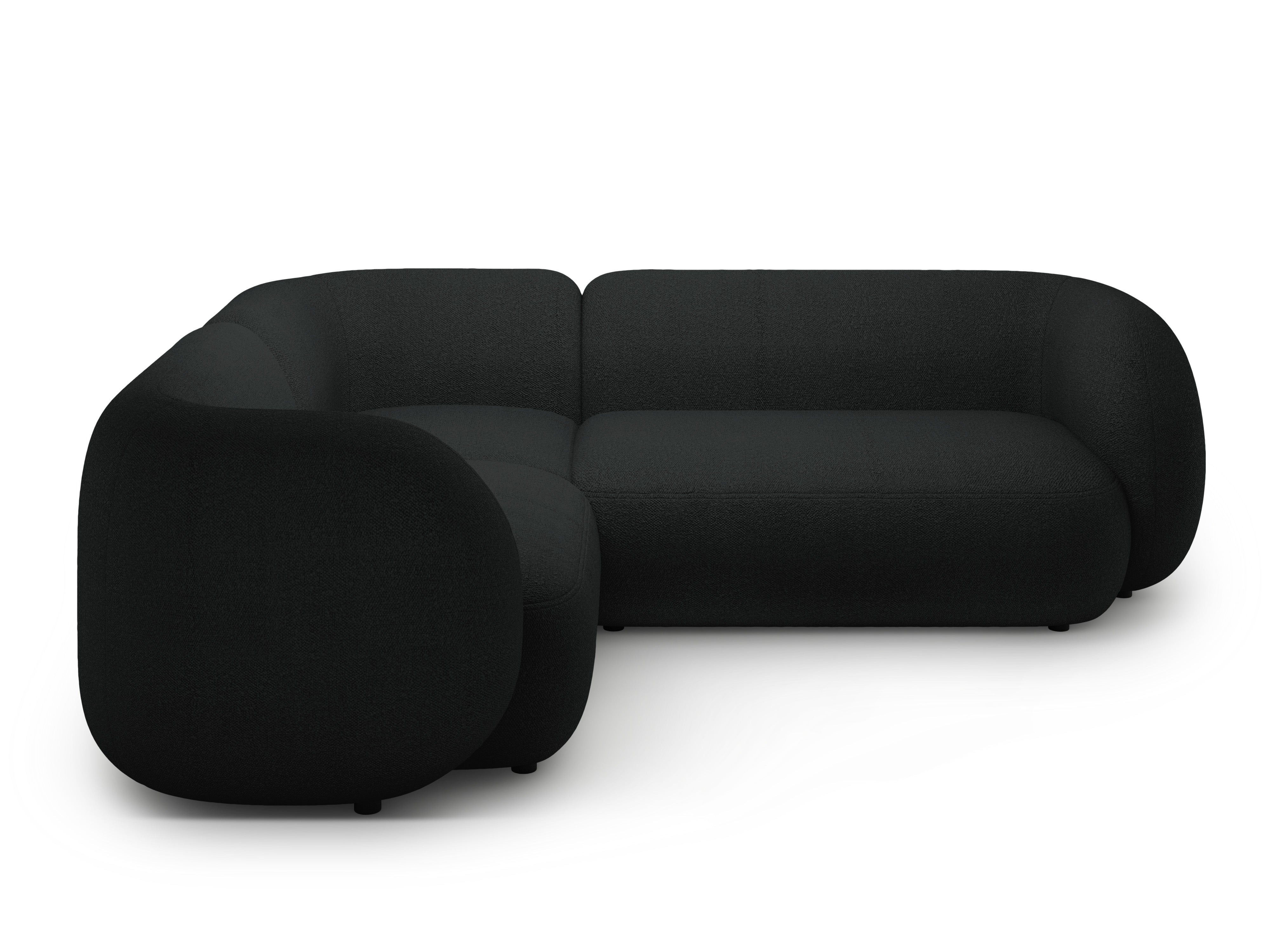 Left-sided corner sofa for 4 people KATE black boucle