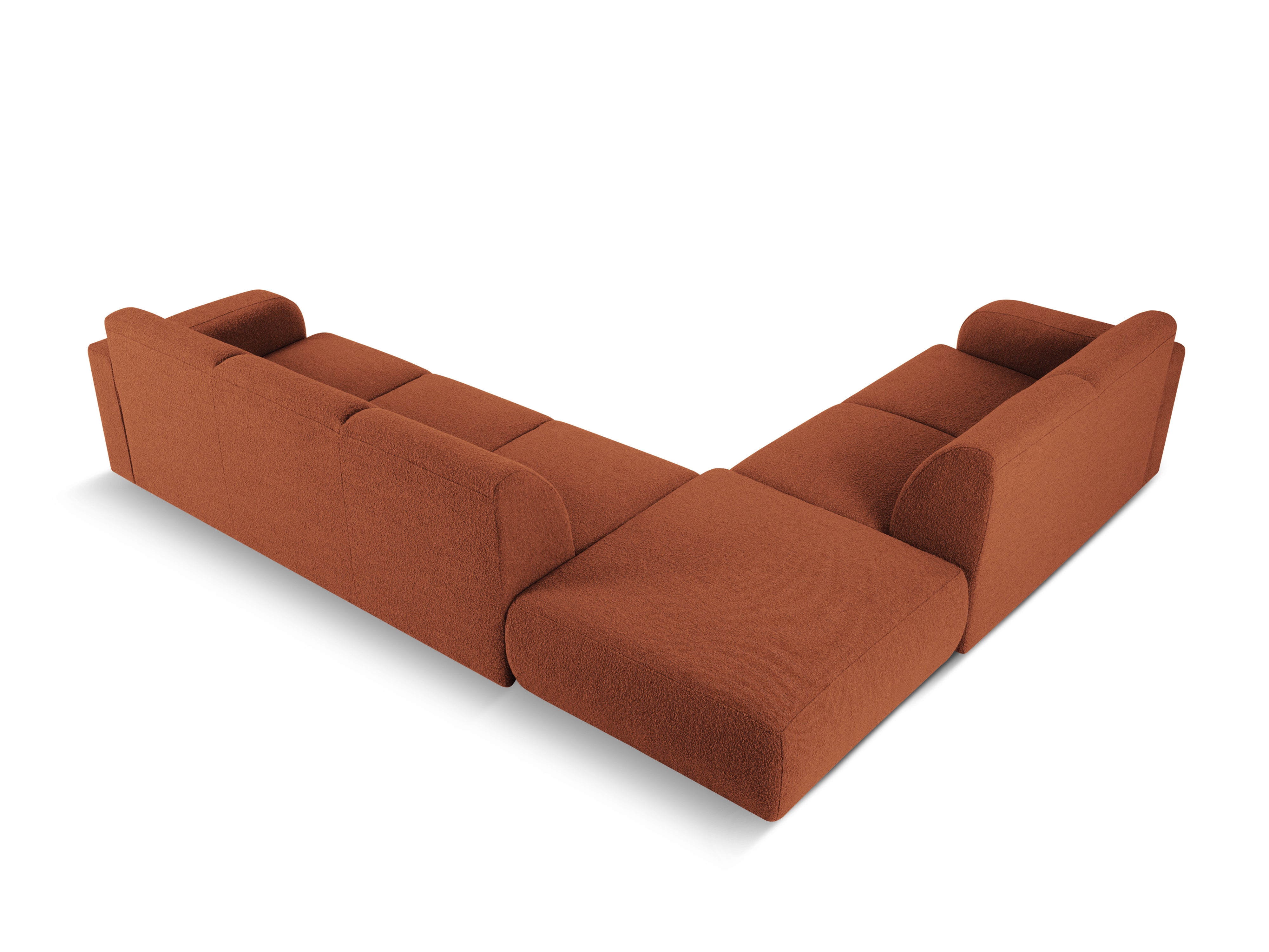 Narożnik w tkaninie boucle lewostronny otwarty MOLINO terracotta – Micadoni