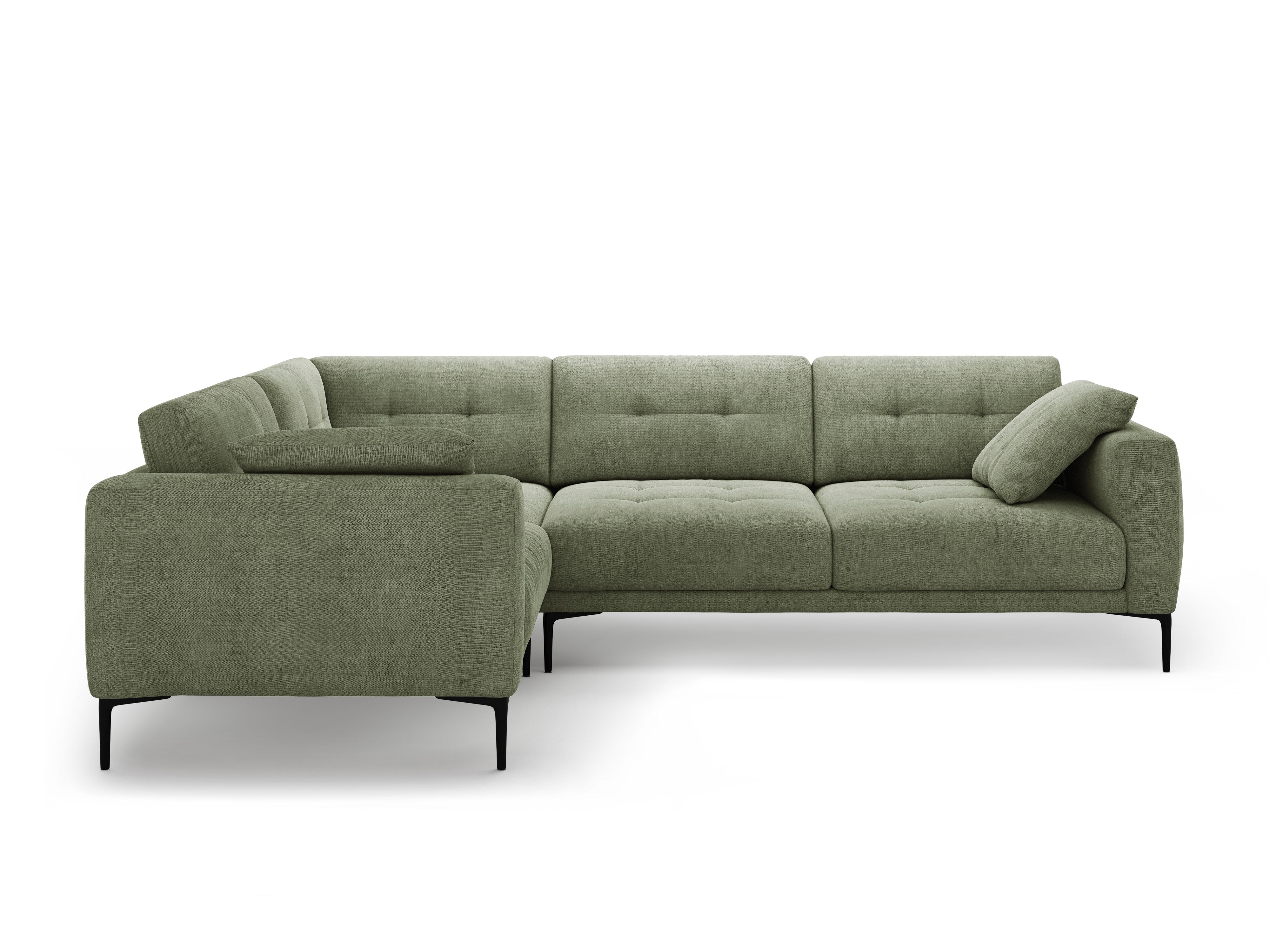 Left-facing L-shaped corner sofa BEMY in olive chenille