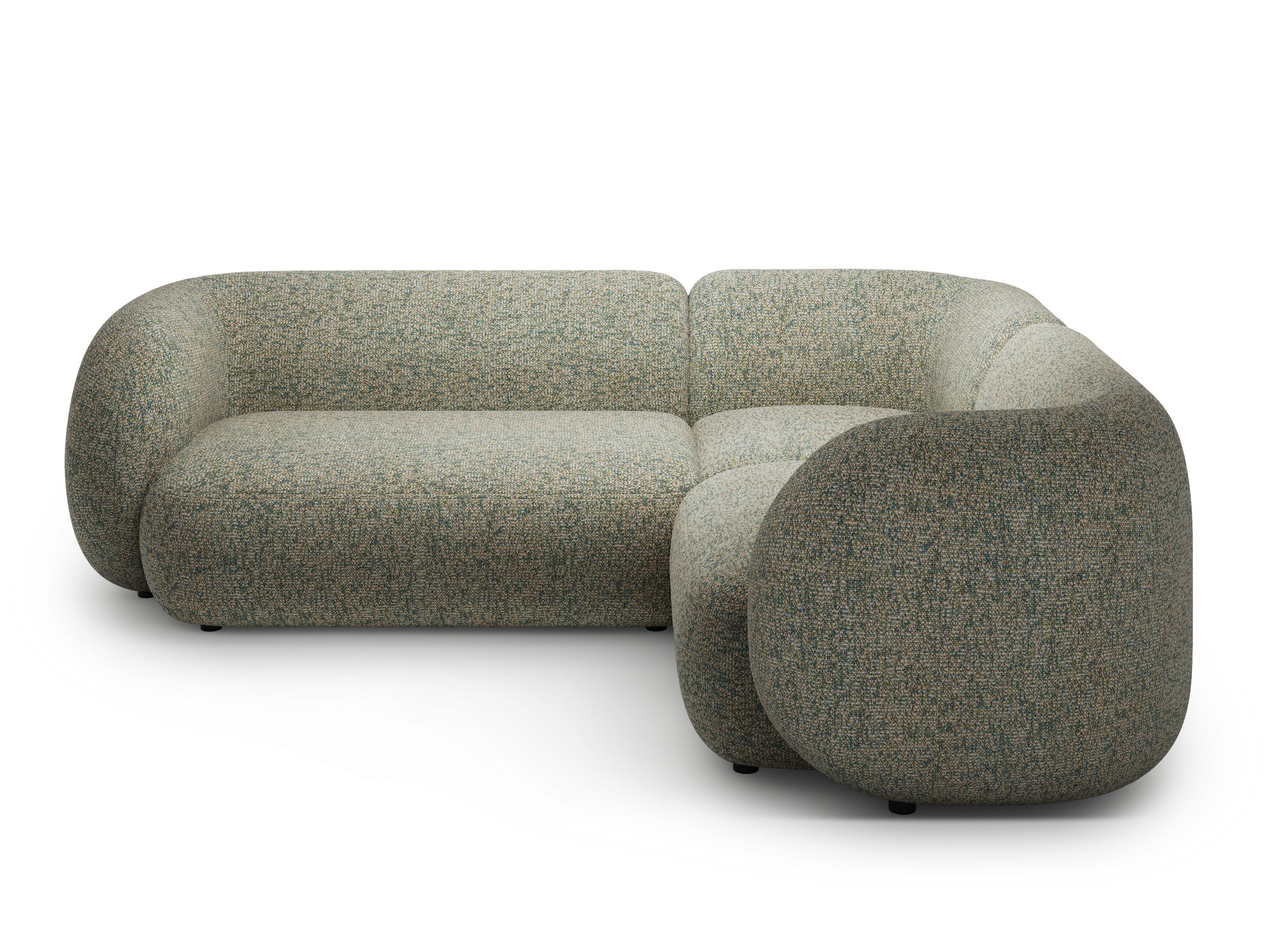 Right-facing 4-seater corner sofa KATE light green mélange