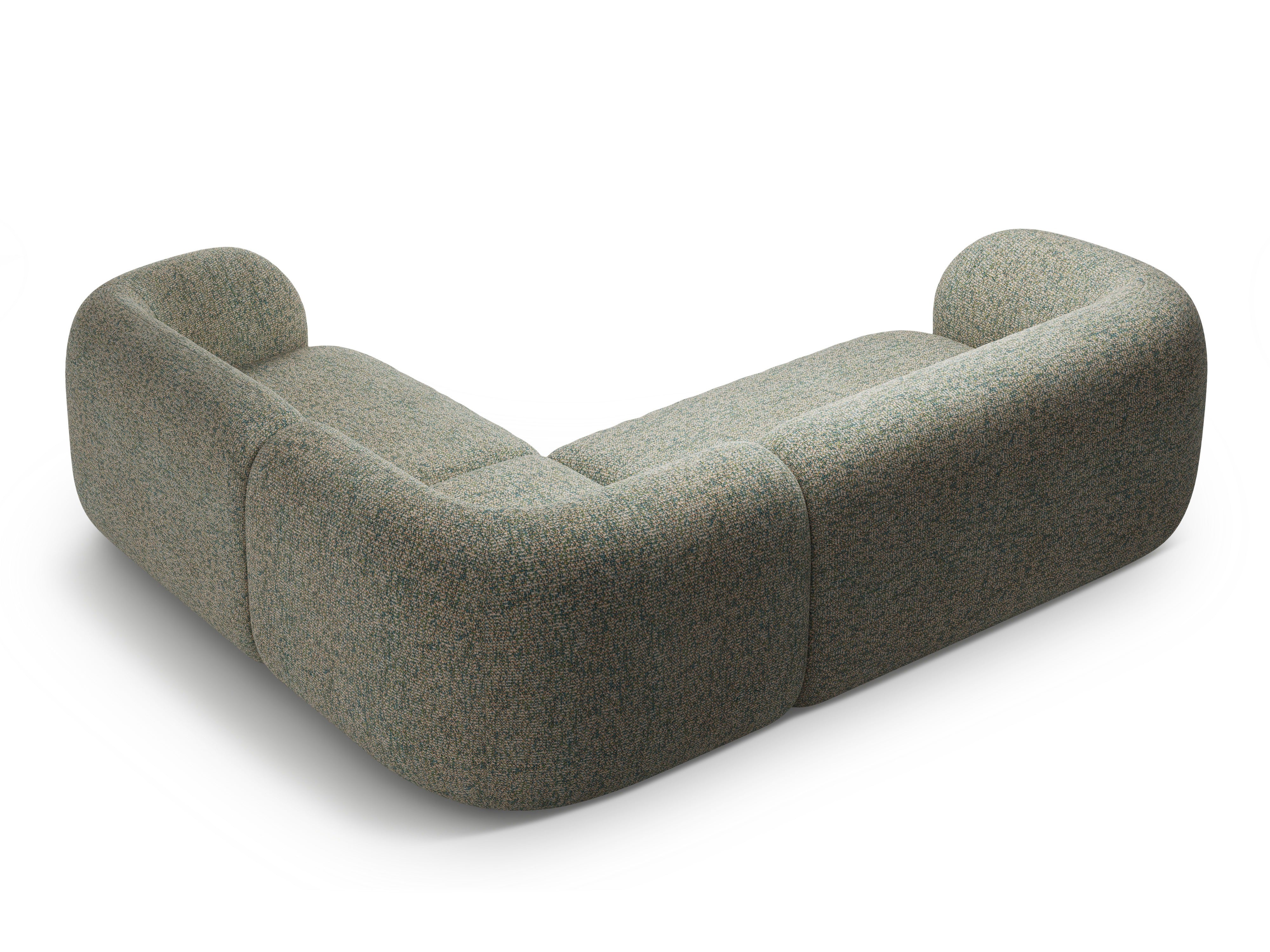Right-facing 4-seater corner sofa KATE light green mélange