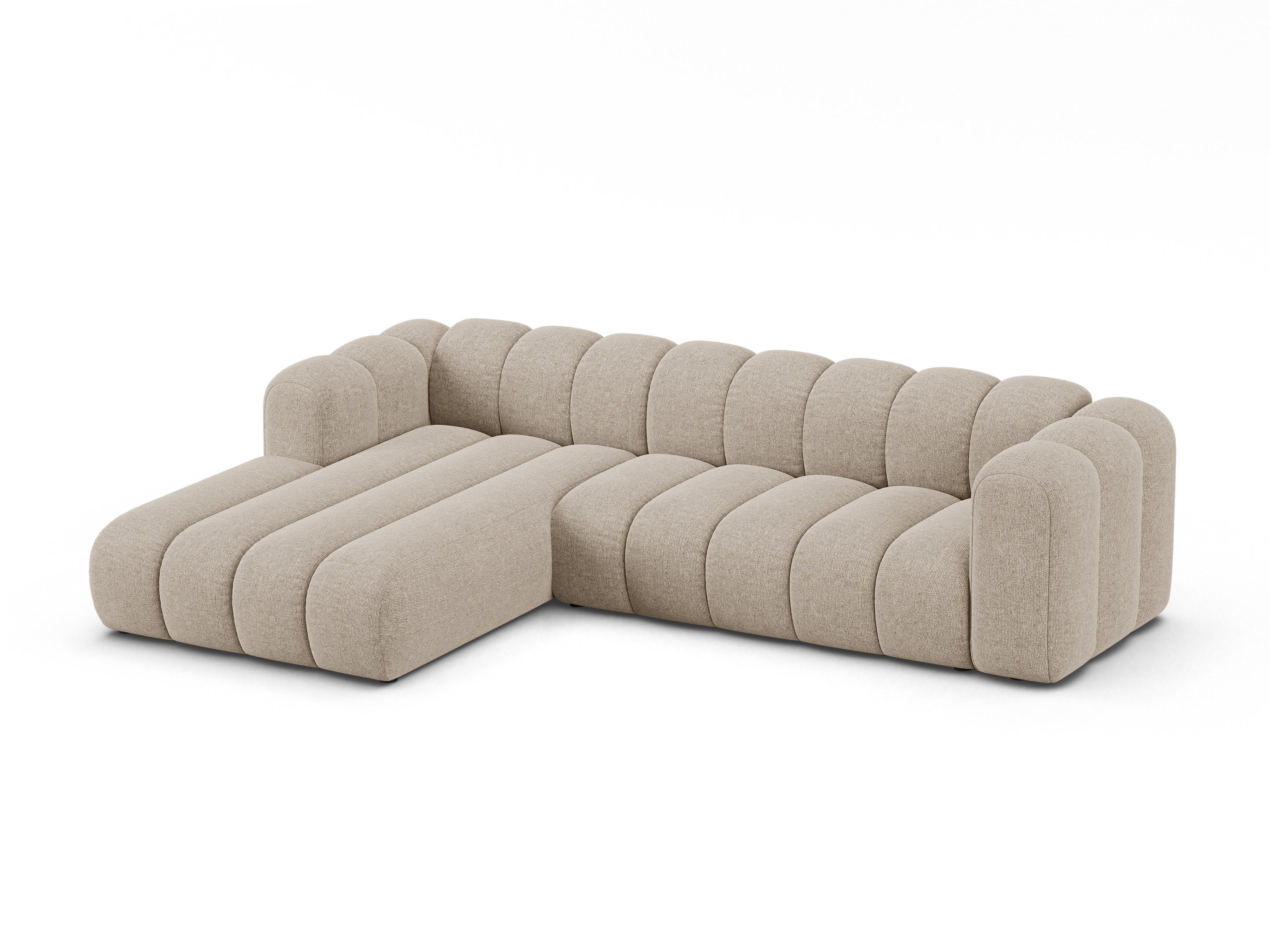 Left-facing 4-seater corner sofa LUPINE beige chenille