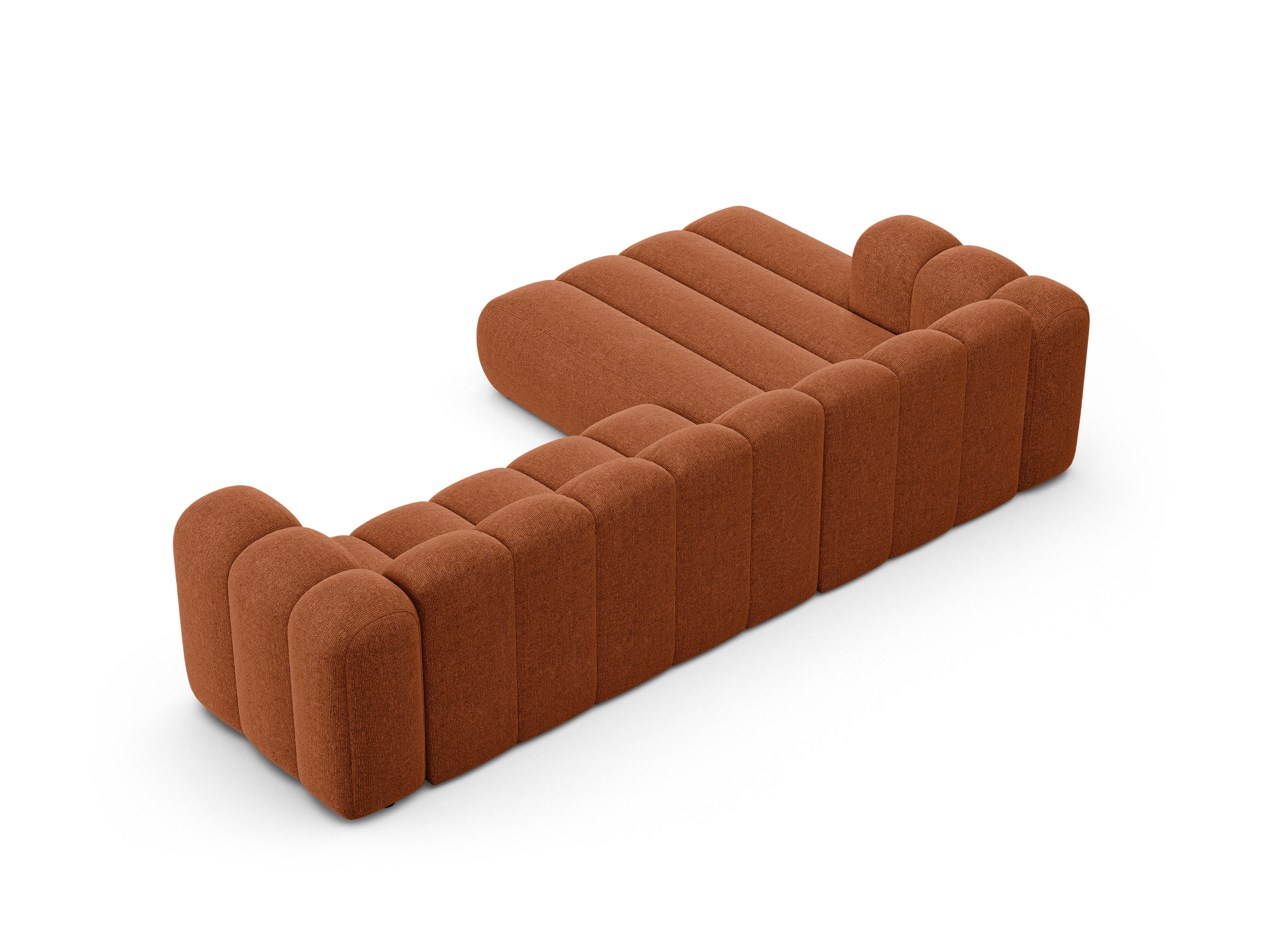 Left-facing 4-seater corner sofa LUPINE brick chenille