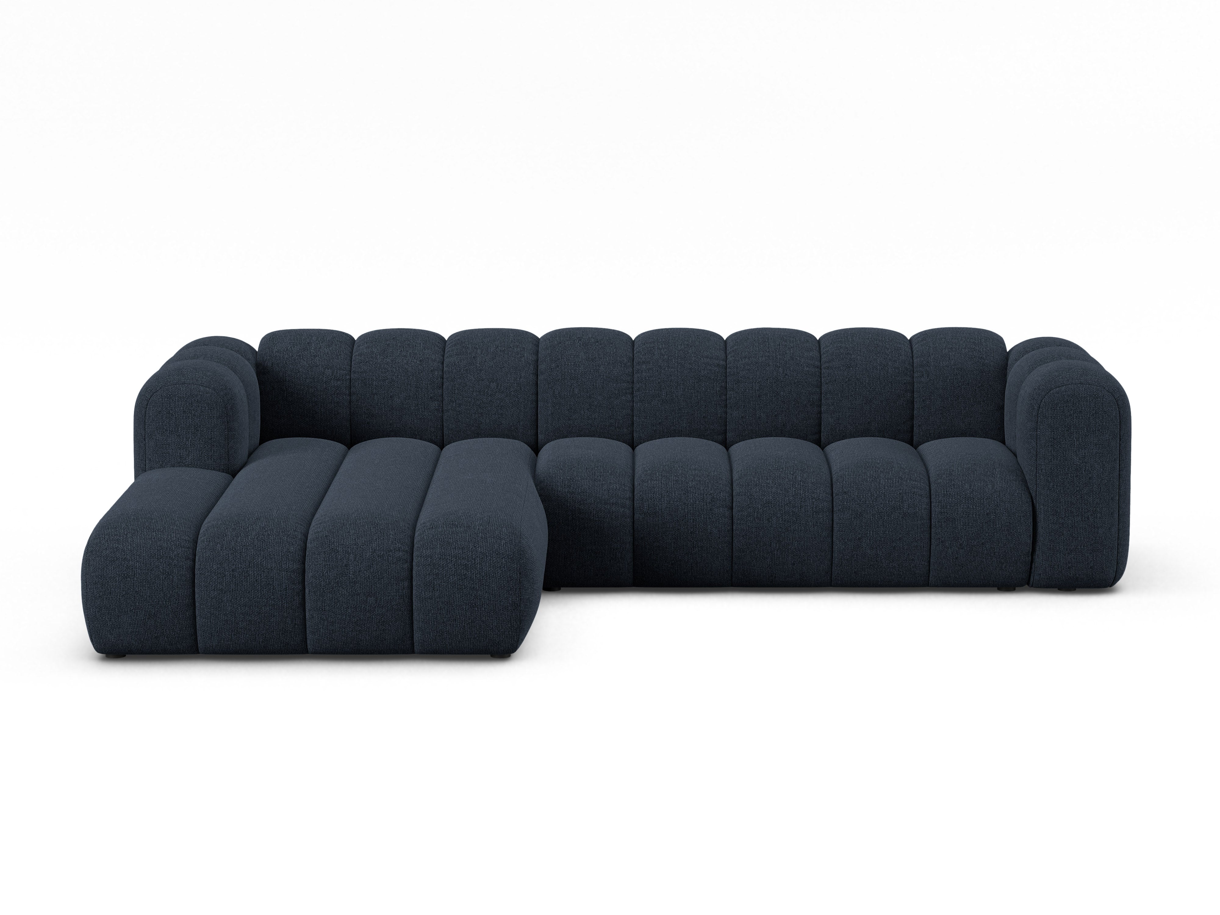 4-seater left-facing corner sofa LUPINE navy chenille