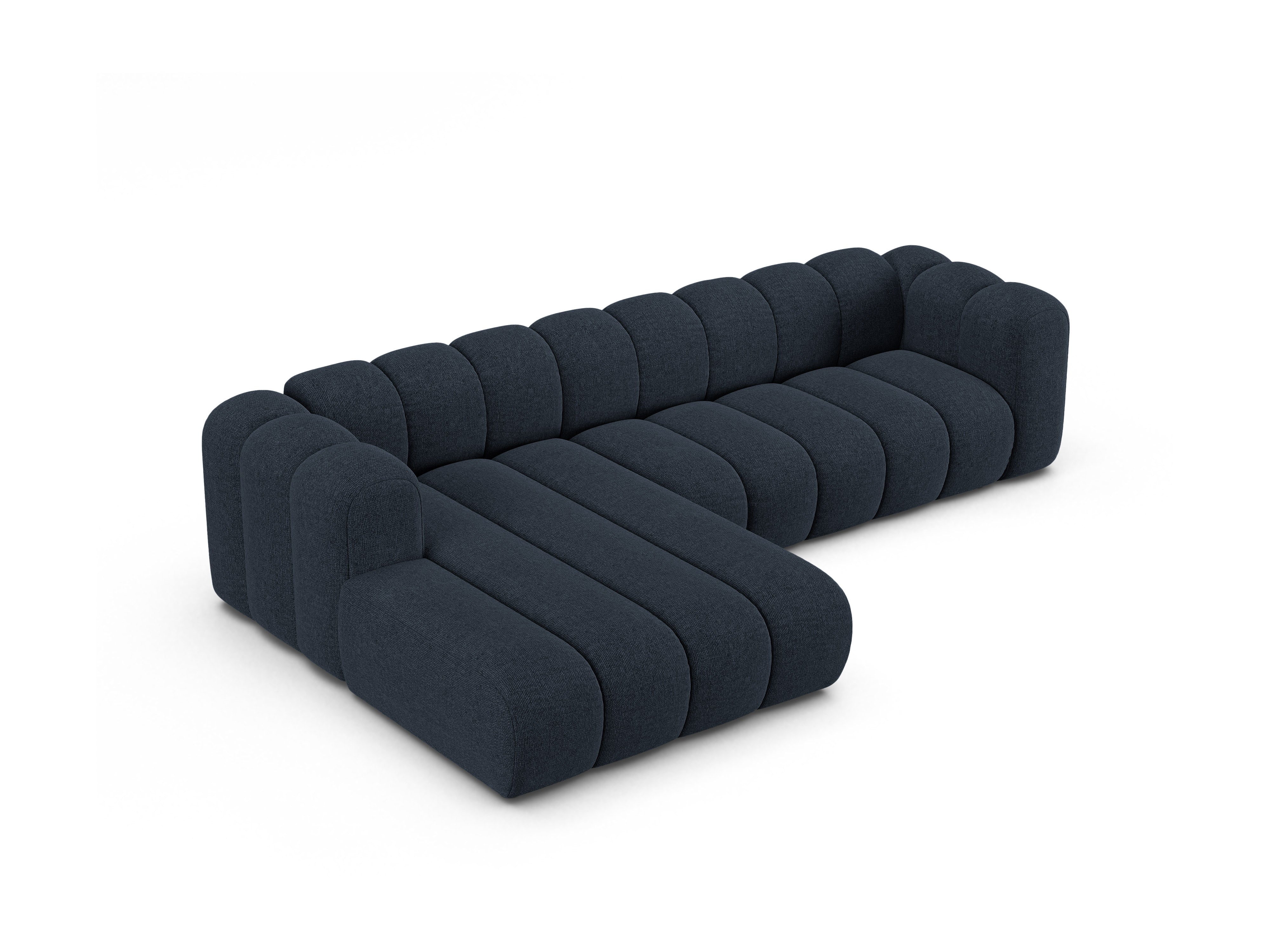 4-seater left-facing corner sofa LUPINE navy chenille