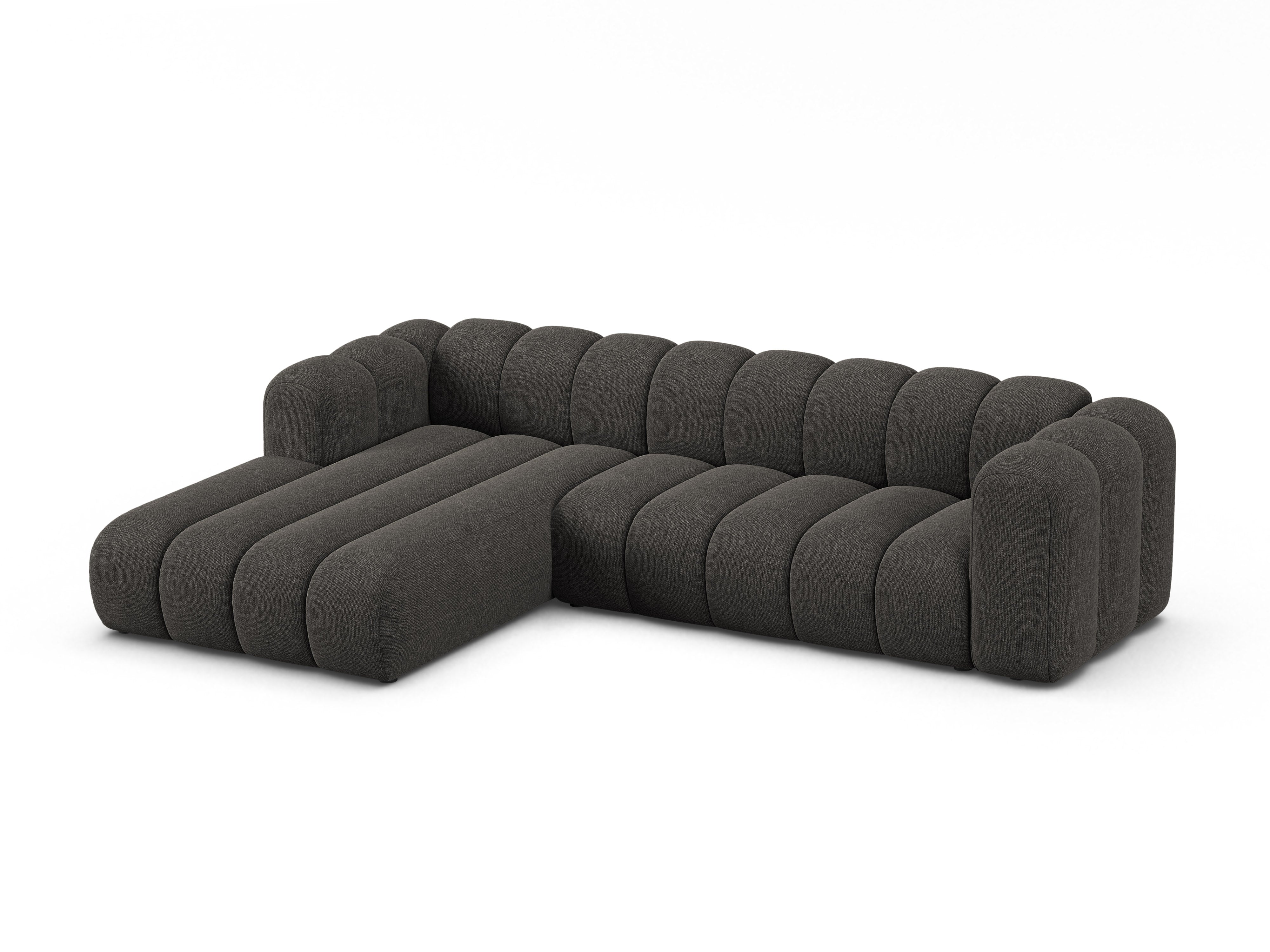 4-seater left-facing corner sofa LUPINE gray chenille