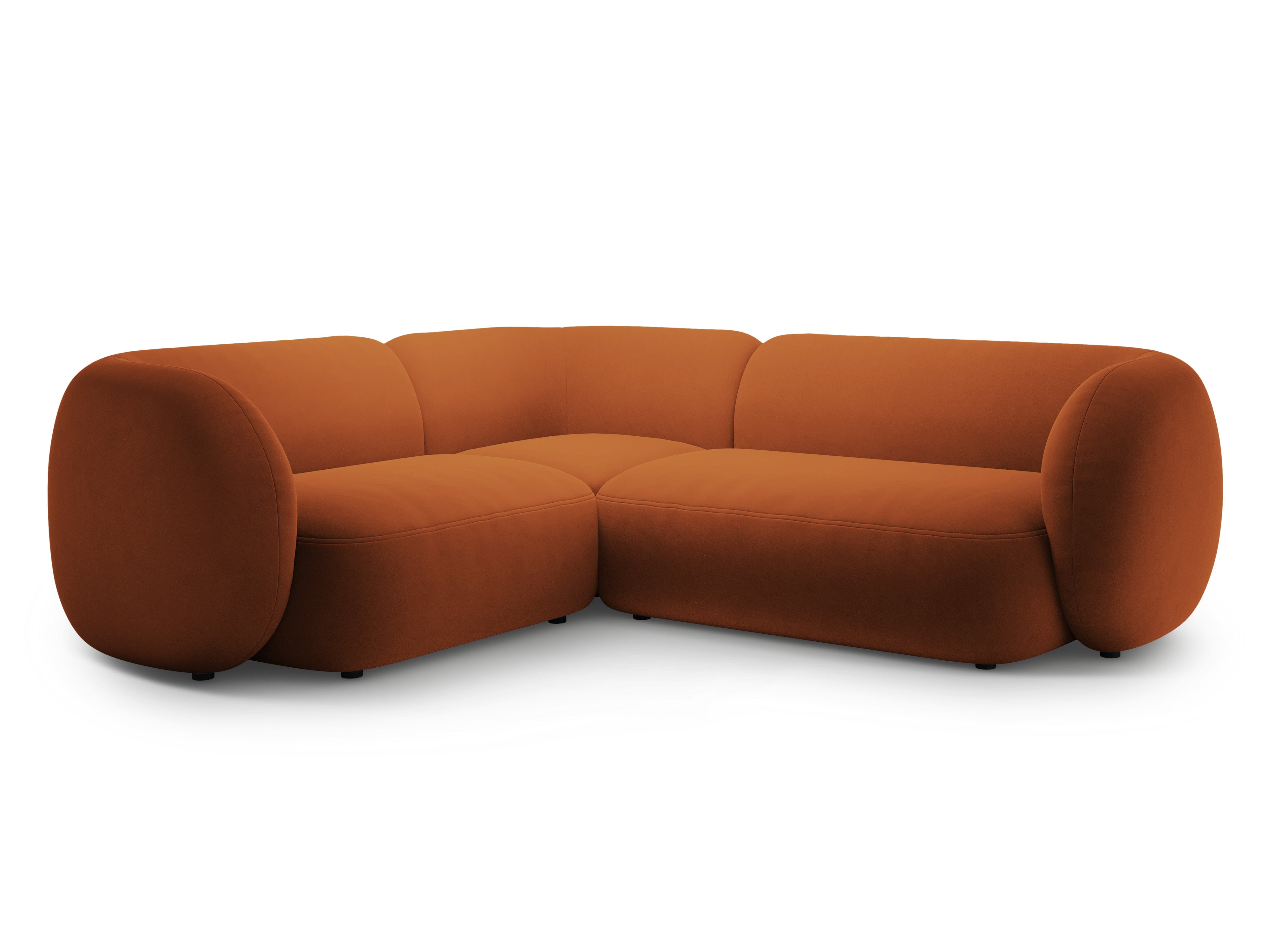 Sametový rohový gauč levostranný pro 4 osoby KATE terracotta