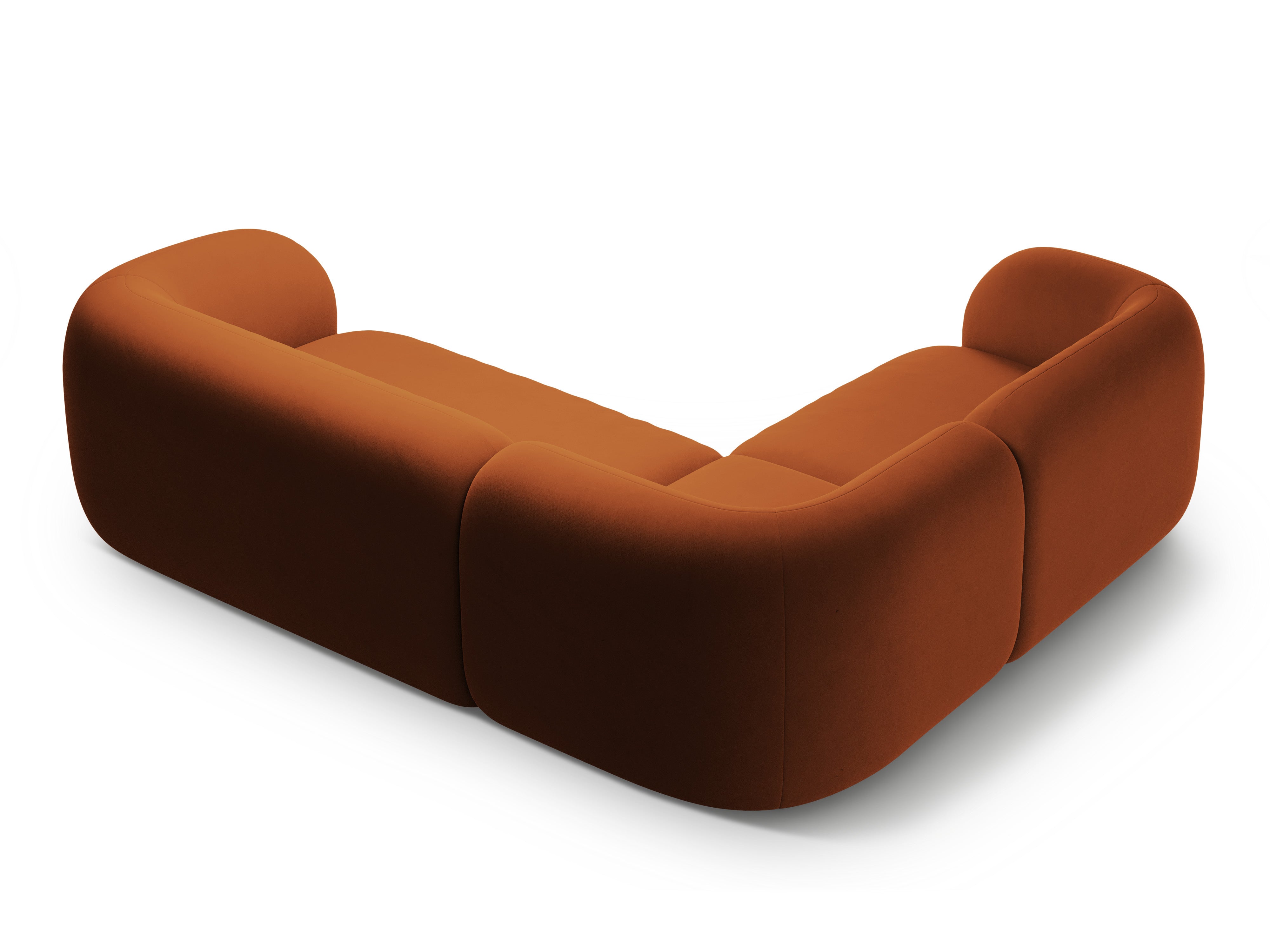 Sametový rohový gauč levostranný pro 4 osoby KATE terracotta