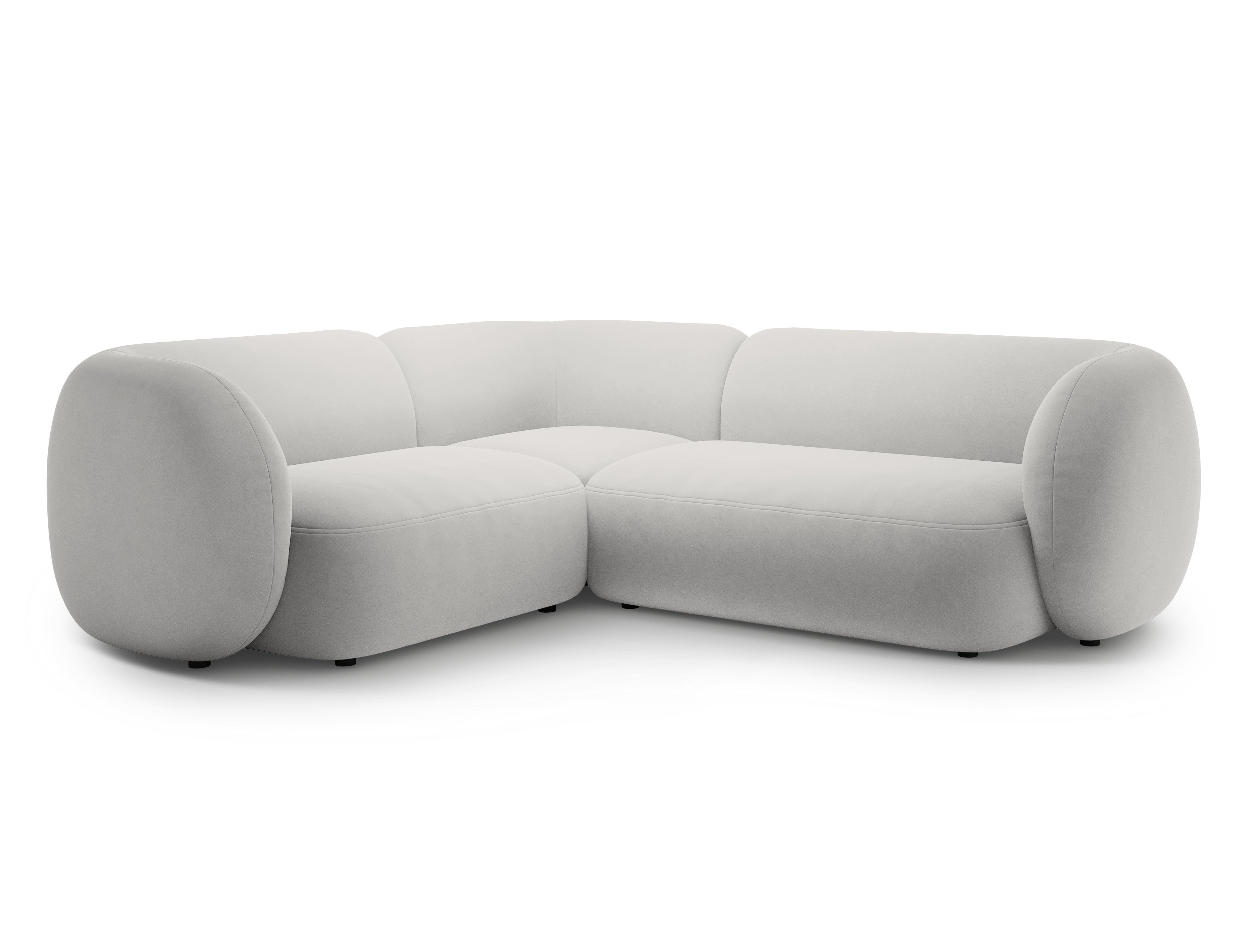 Left-facing velvet corner sofa for 4 people KATE light gray