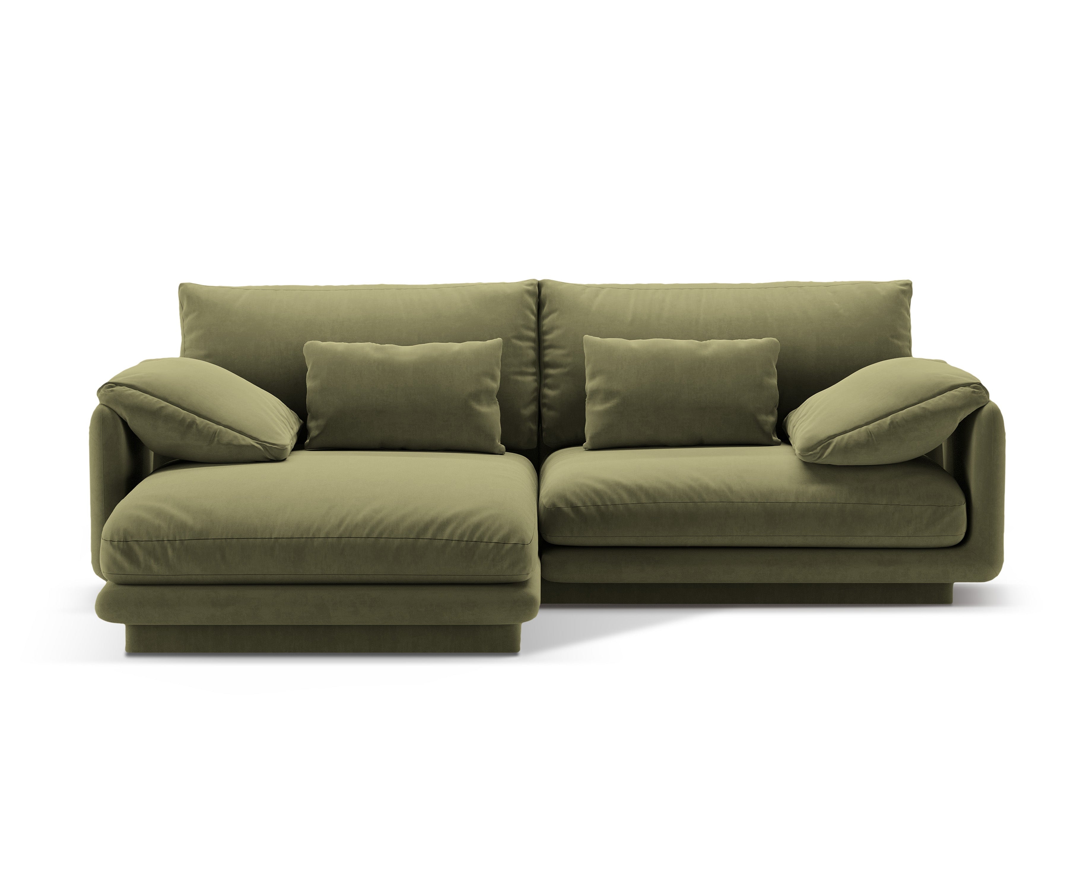 Sametový rohový gauč pro 3 osoby levý TORINO světle zelený