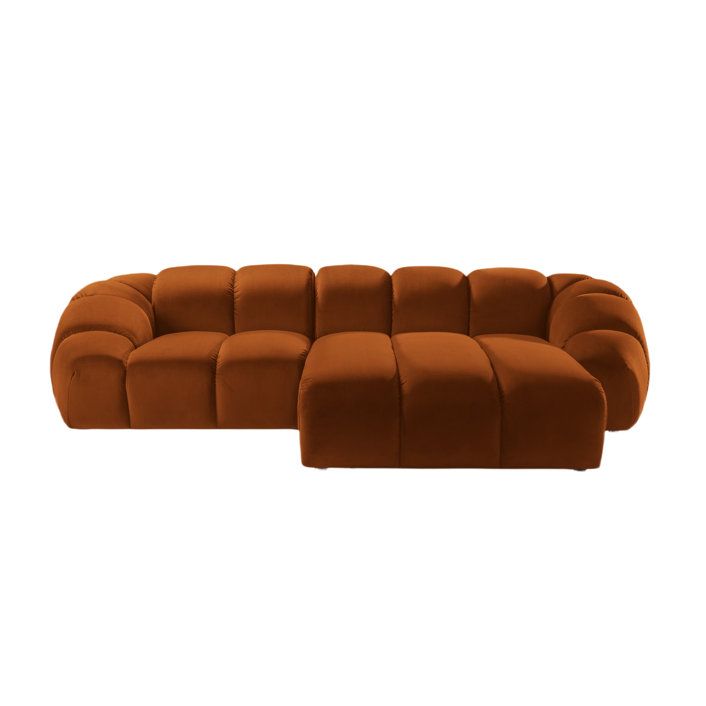 Velvet corner sofa for three people right-sided DIANA terracotta