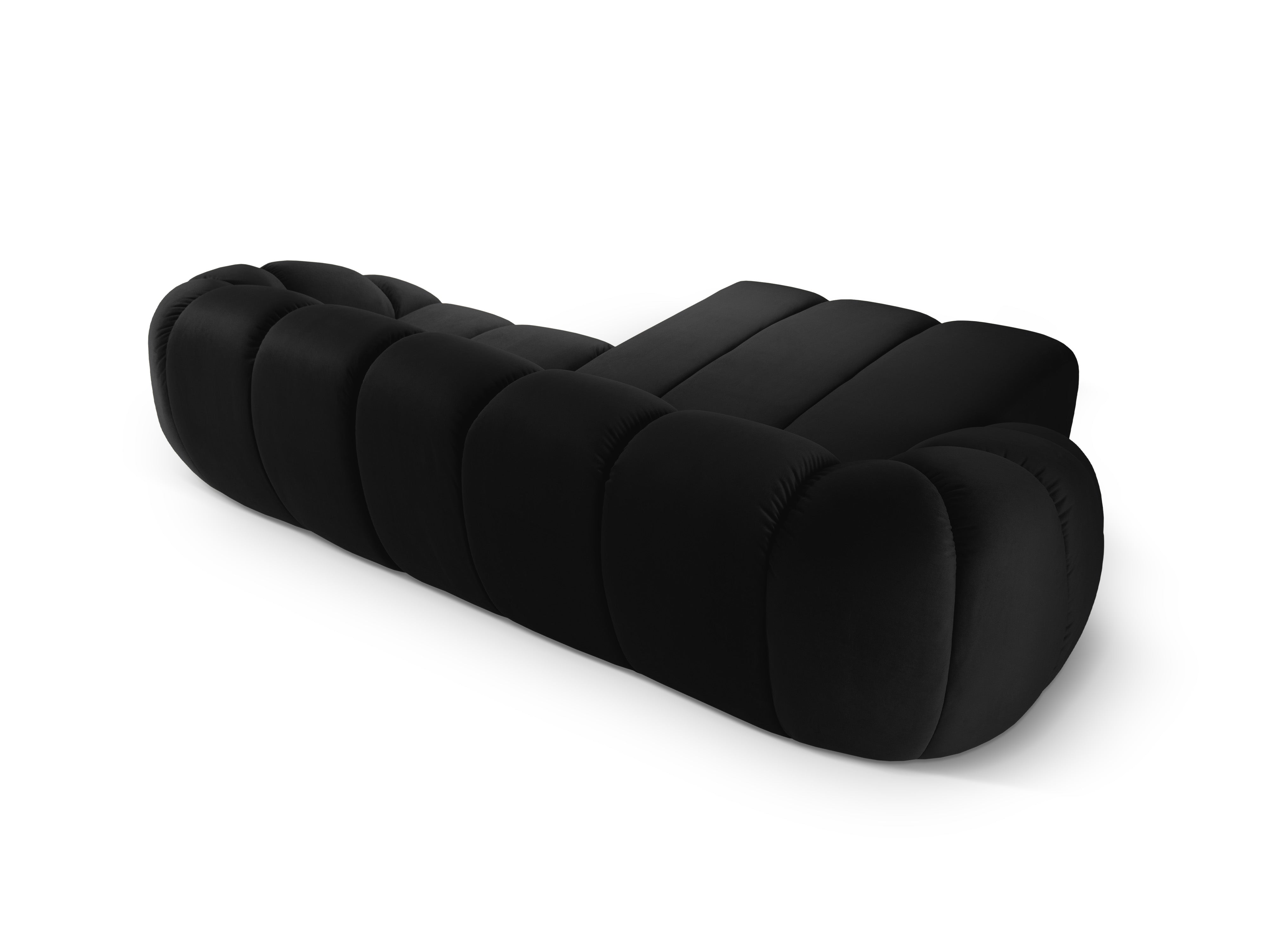 Sametový rohový gauč pro 3 osoby levý DIANA černý