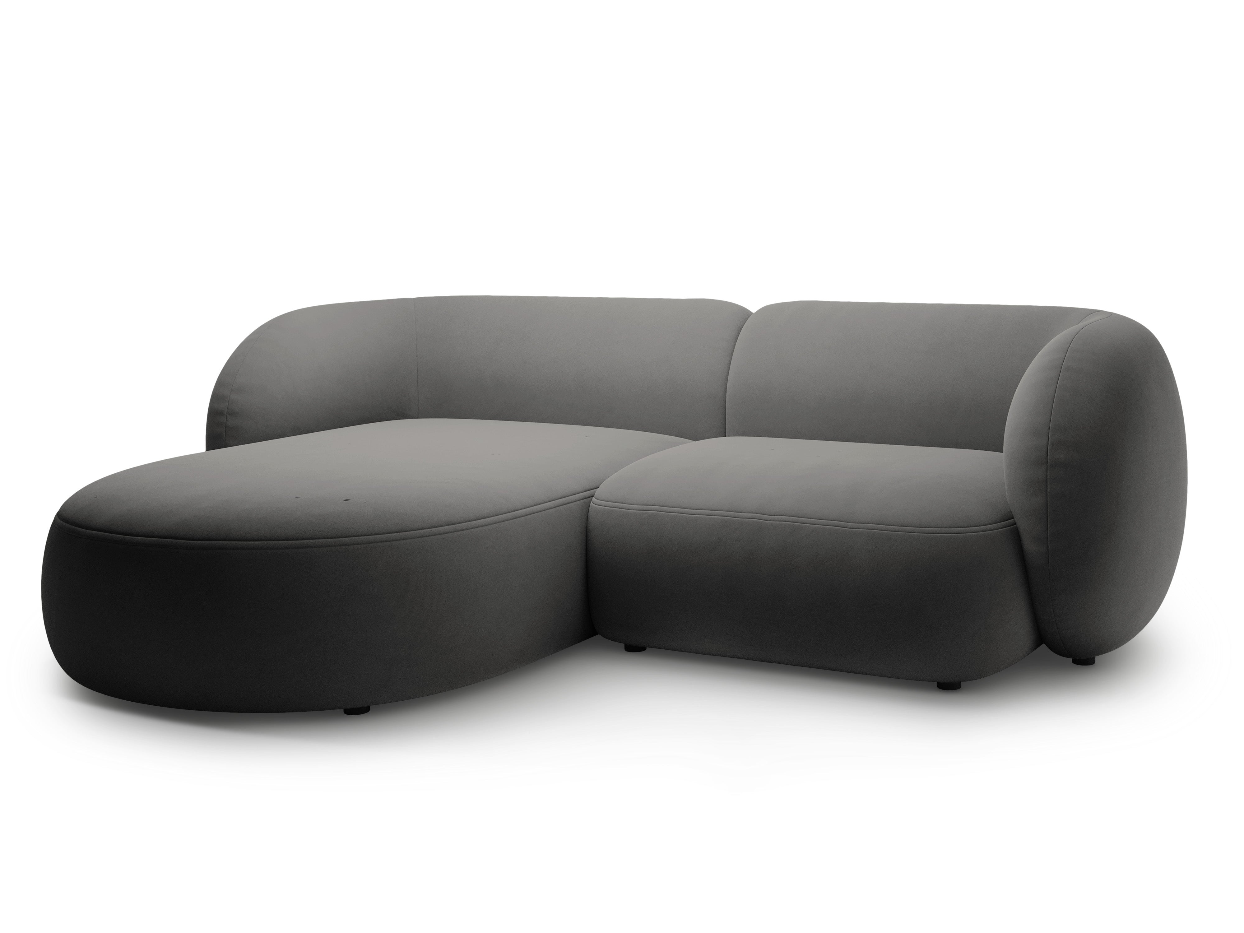 Left-facing velvet corner sofa for 2 people KATE dark gray