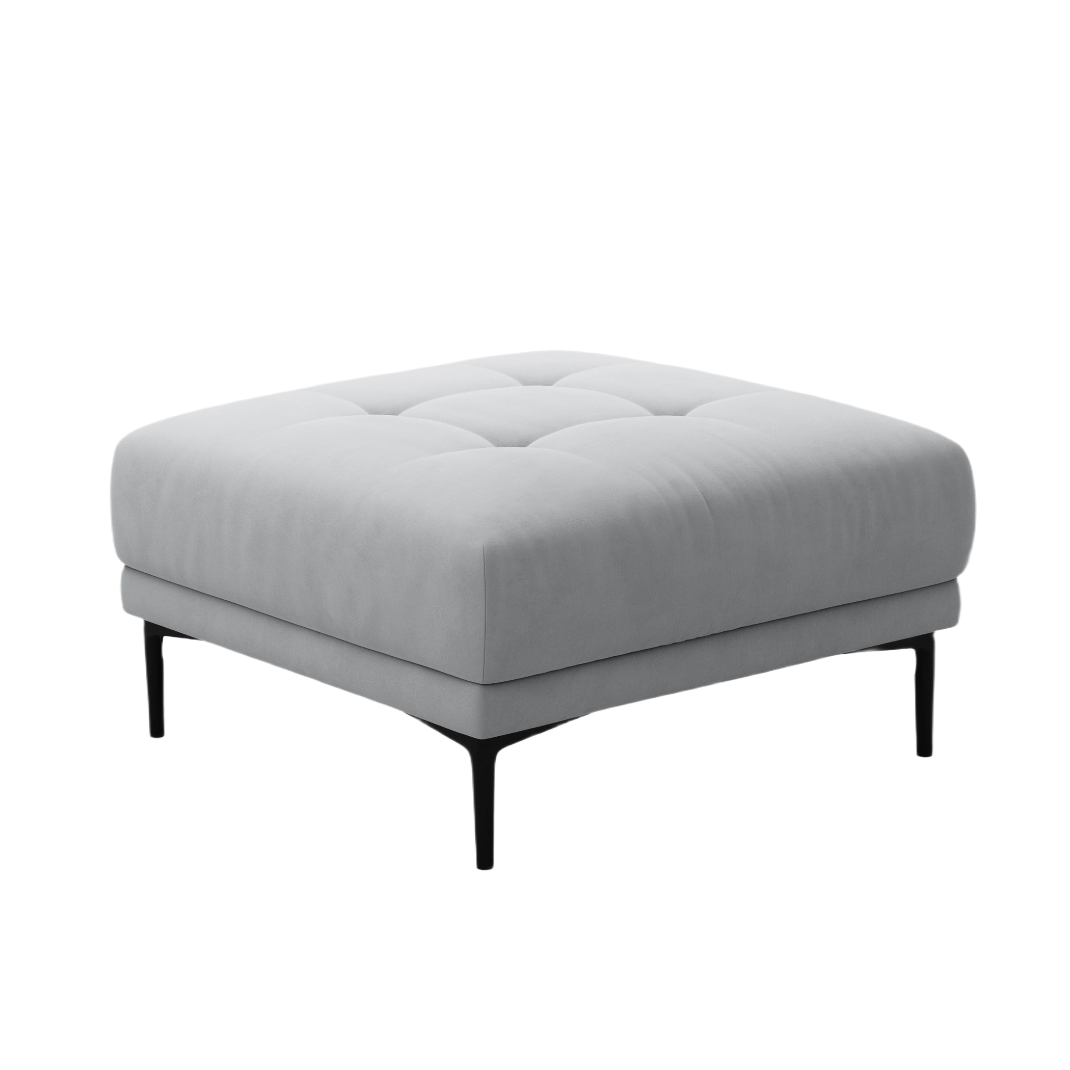 Šedý sametový čtvercový puf BEMY