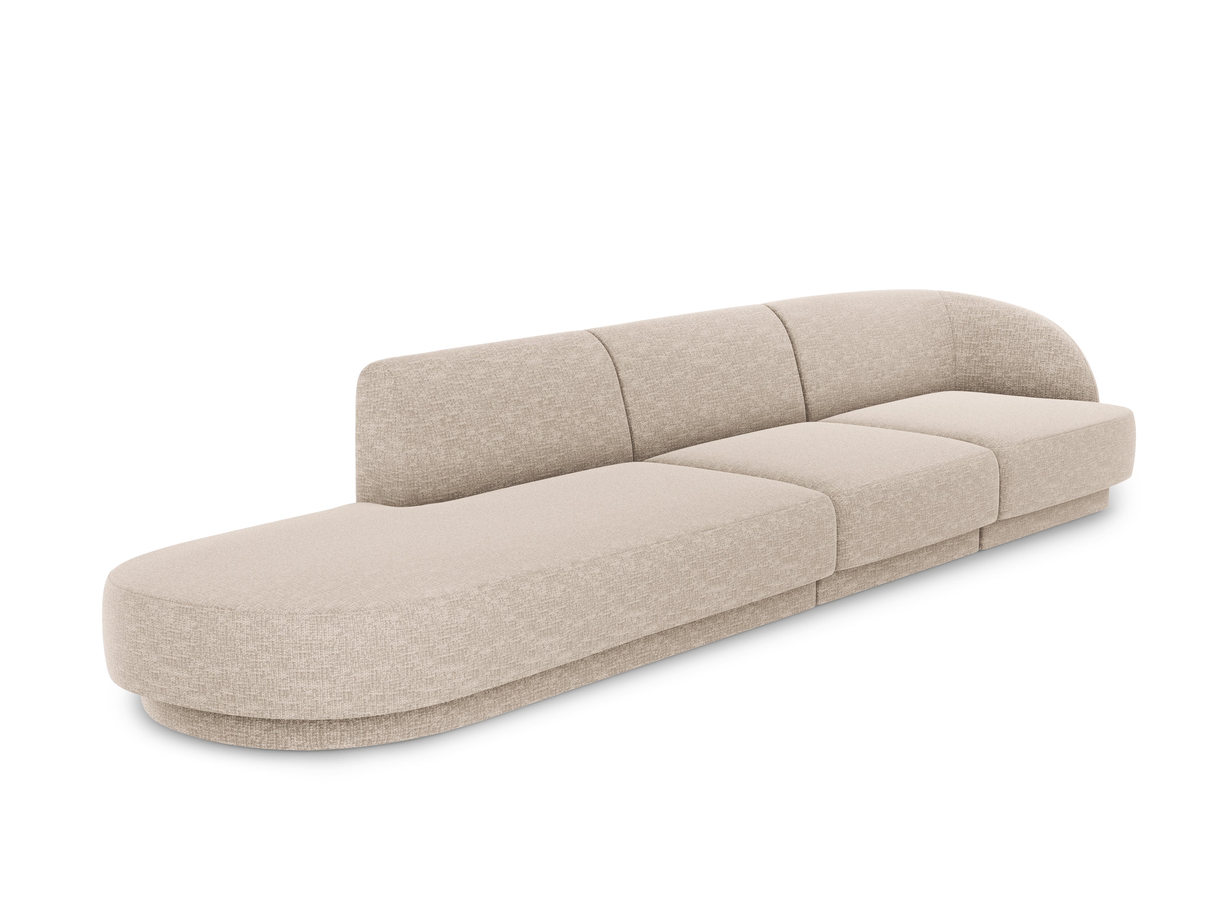 Sofa lewostronna 4-osobowa w tkaninie szenilowej otwarta MILEY beżowy Micadoni Eye on Design