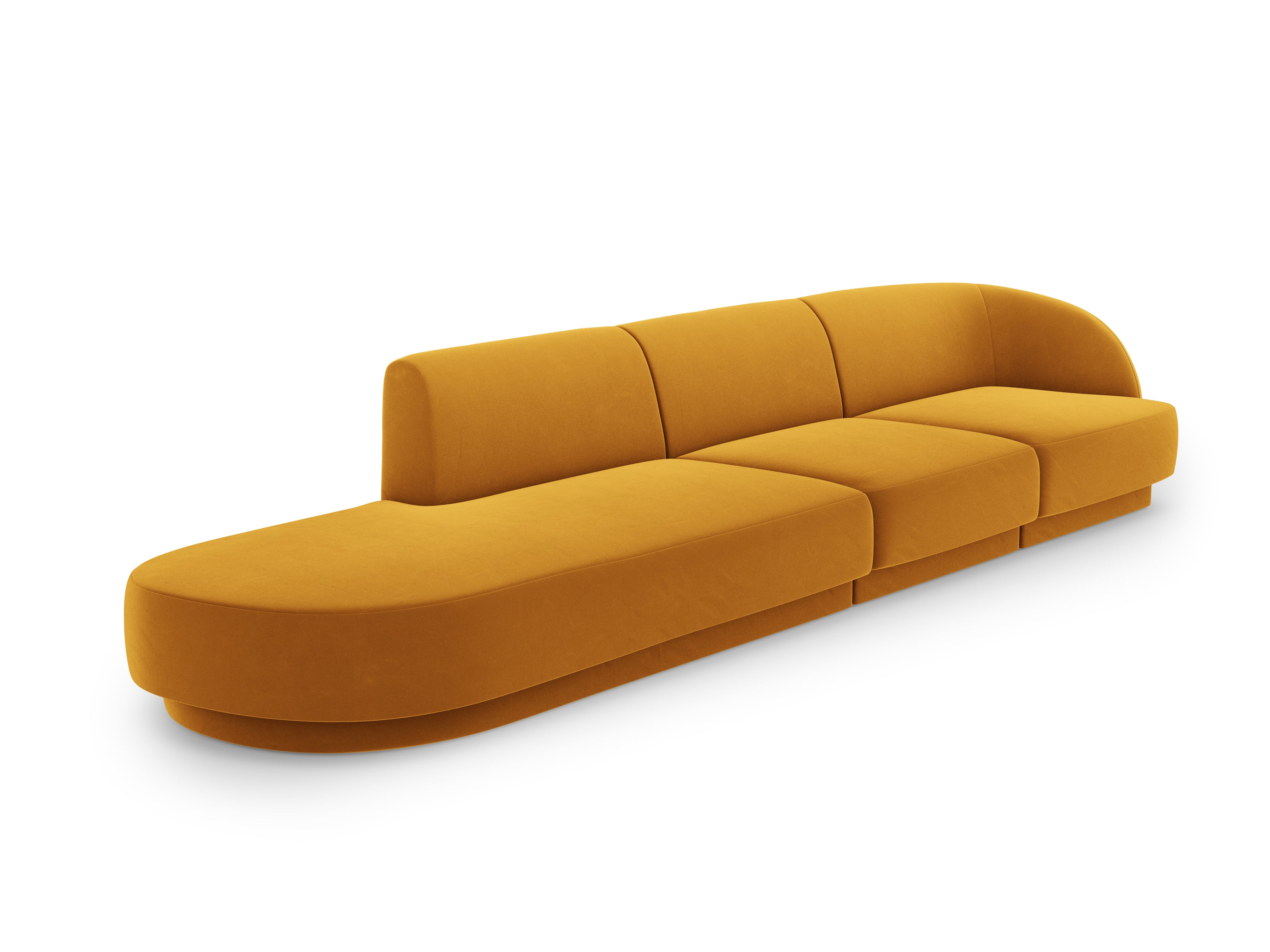 Sofa aksamitna lewostronna 4-osobowa otwarta MILEY żółty – Micadoni