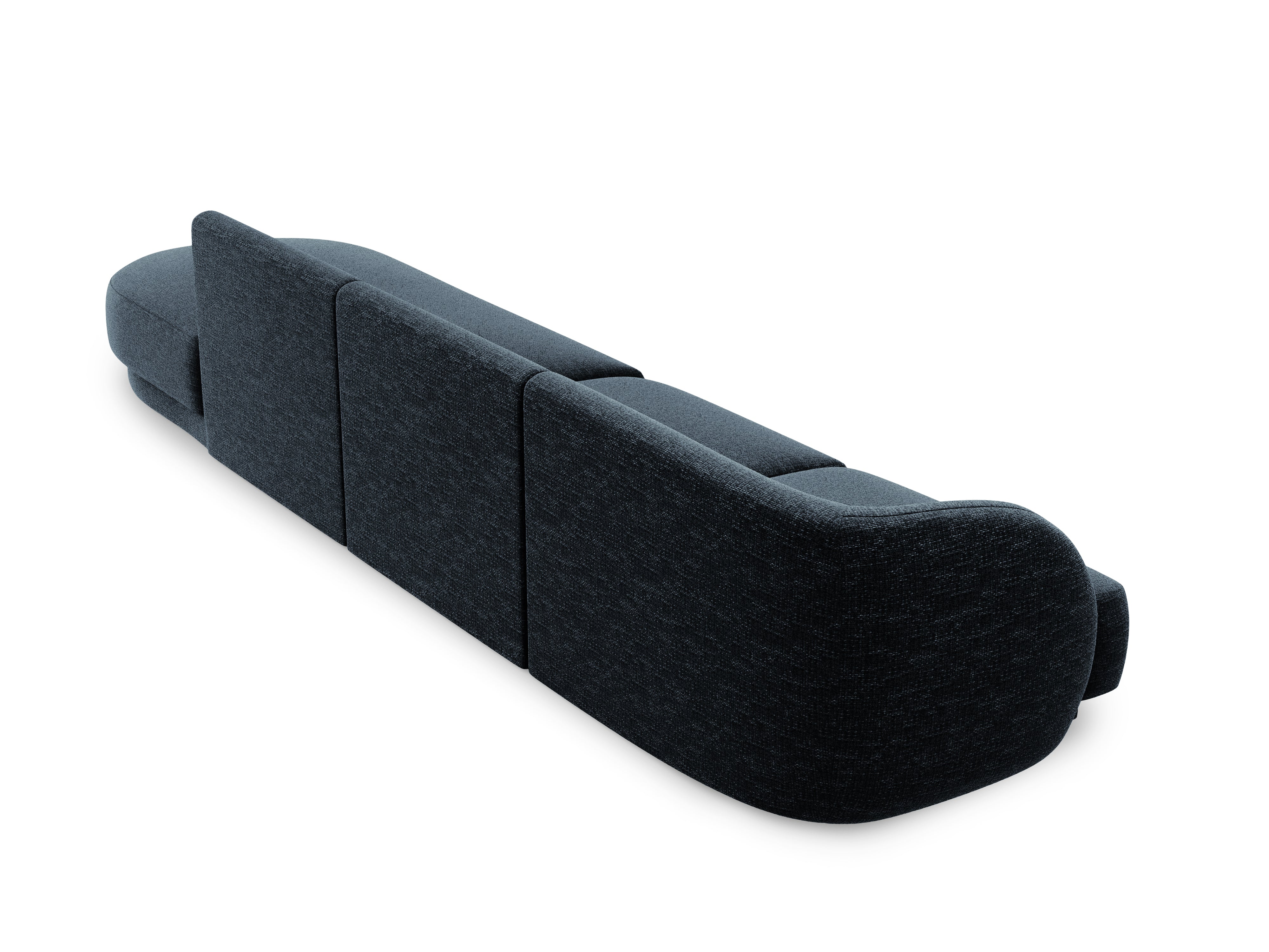 Sofa prawostronna 4-osobowa w tkaninie szenilowej otwarta MILEY granatowy Micadoni Eye on Design