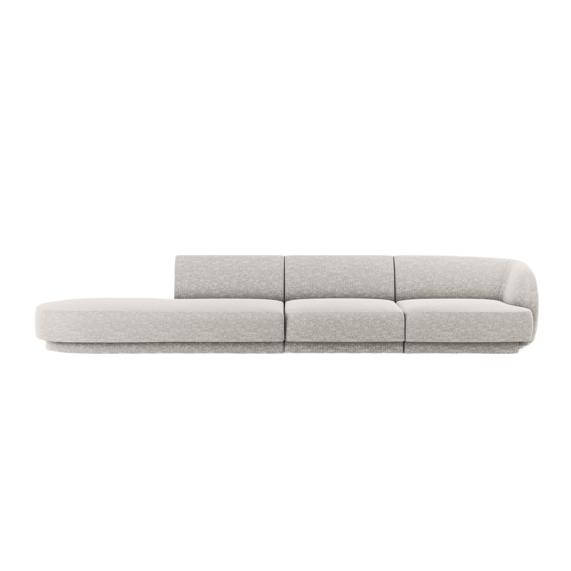 Left-facing 4-seater open sofa MILEY light gray silky chenille