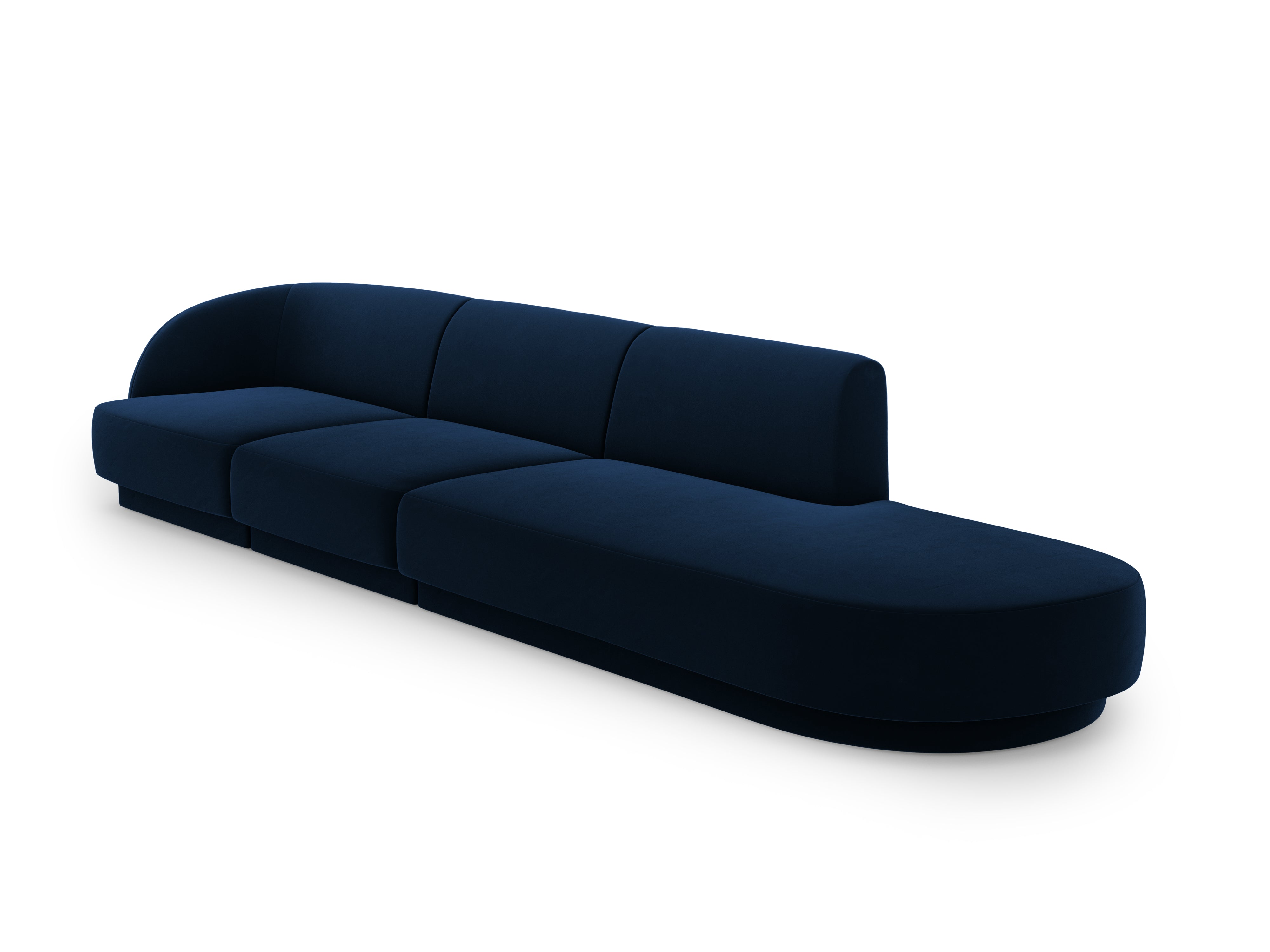 Sofa aksamitna prawostronna 4-osobowa otwarta MILEY granat królewski Micadoni Eye on Design