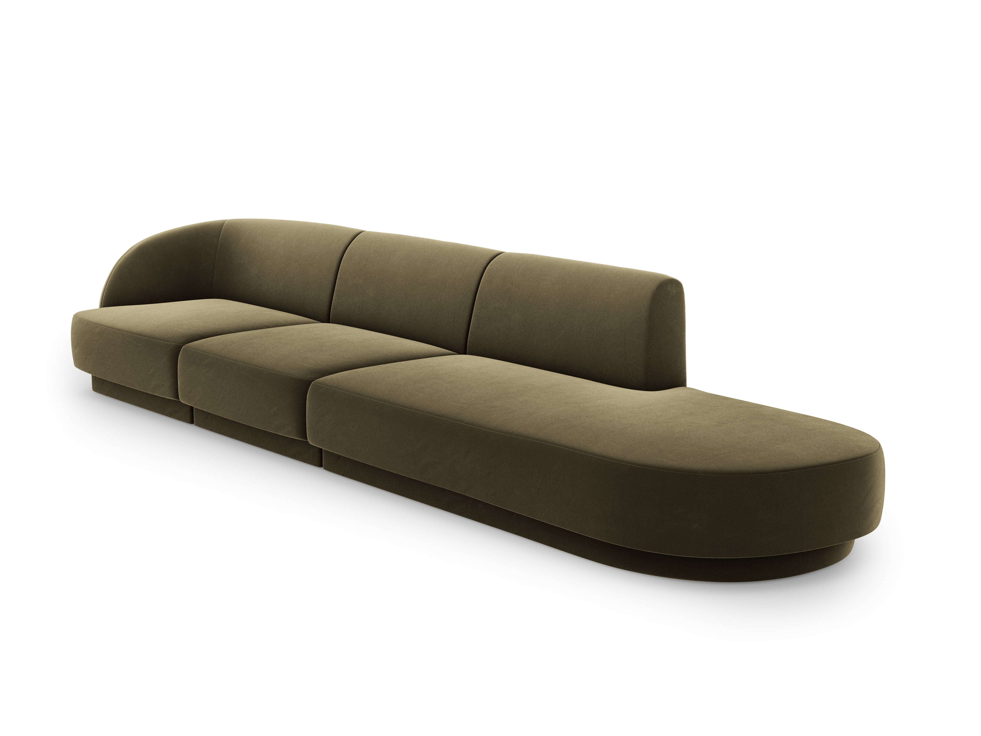 Sofa aksamitna prawostronna 4-osobowa otwarta MILEY zielony Micadoni Eye on Design
