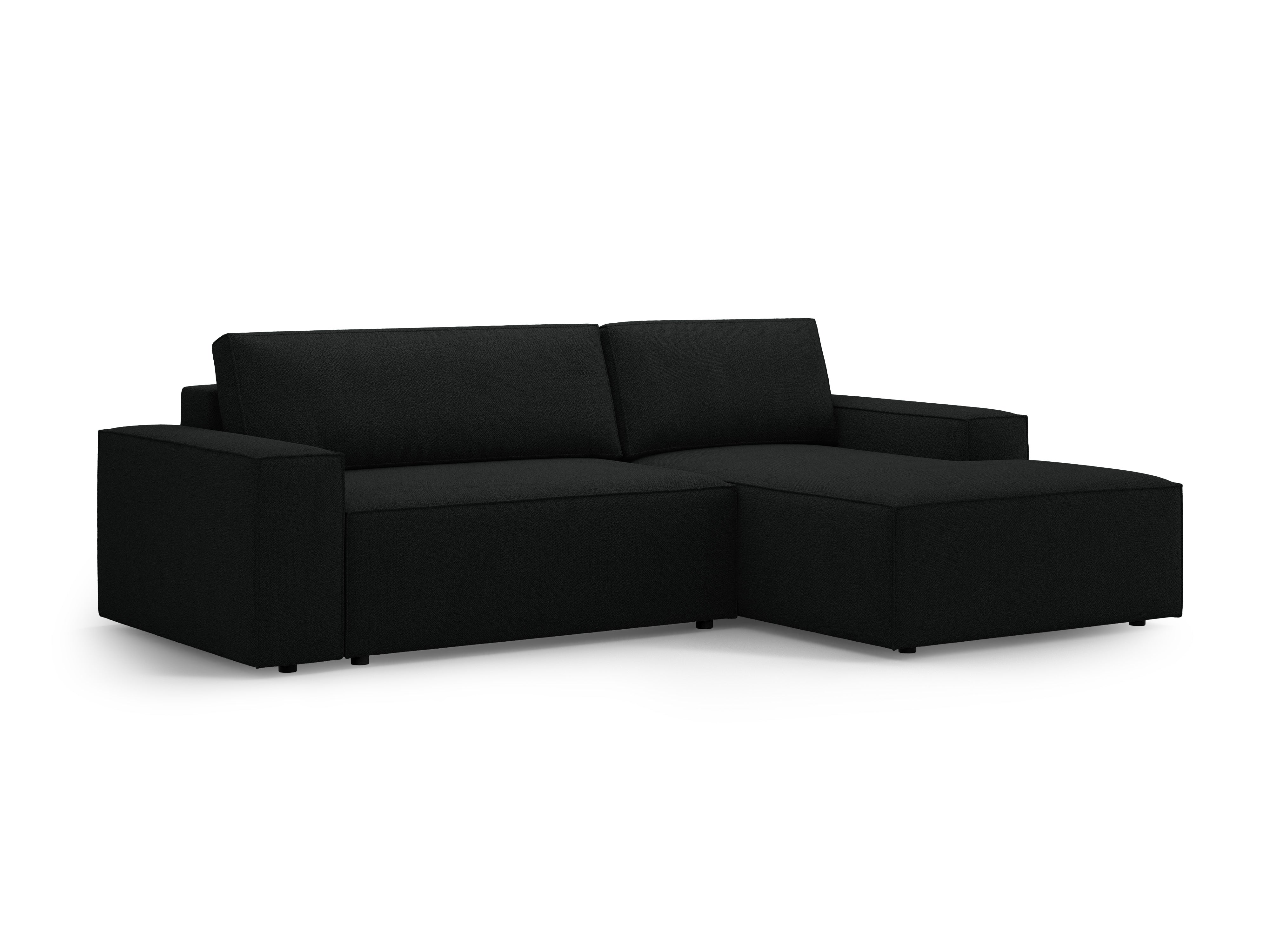 Right-facing corner sofa bed JODIE black boucle