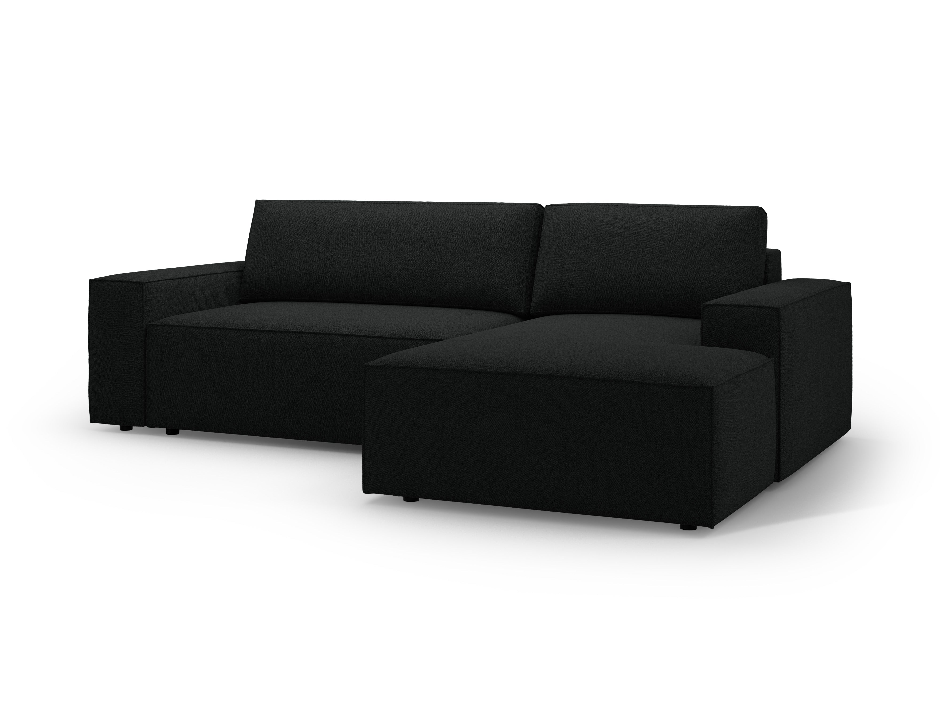 Right-facing corner sofa bed JODIE black boucle