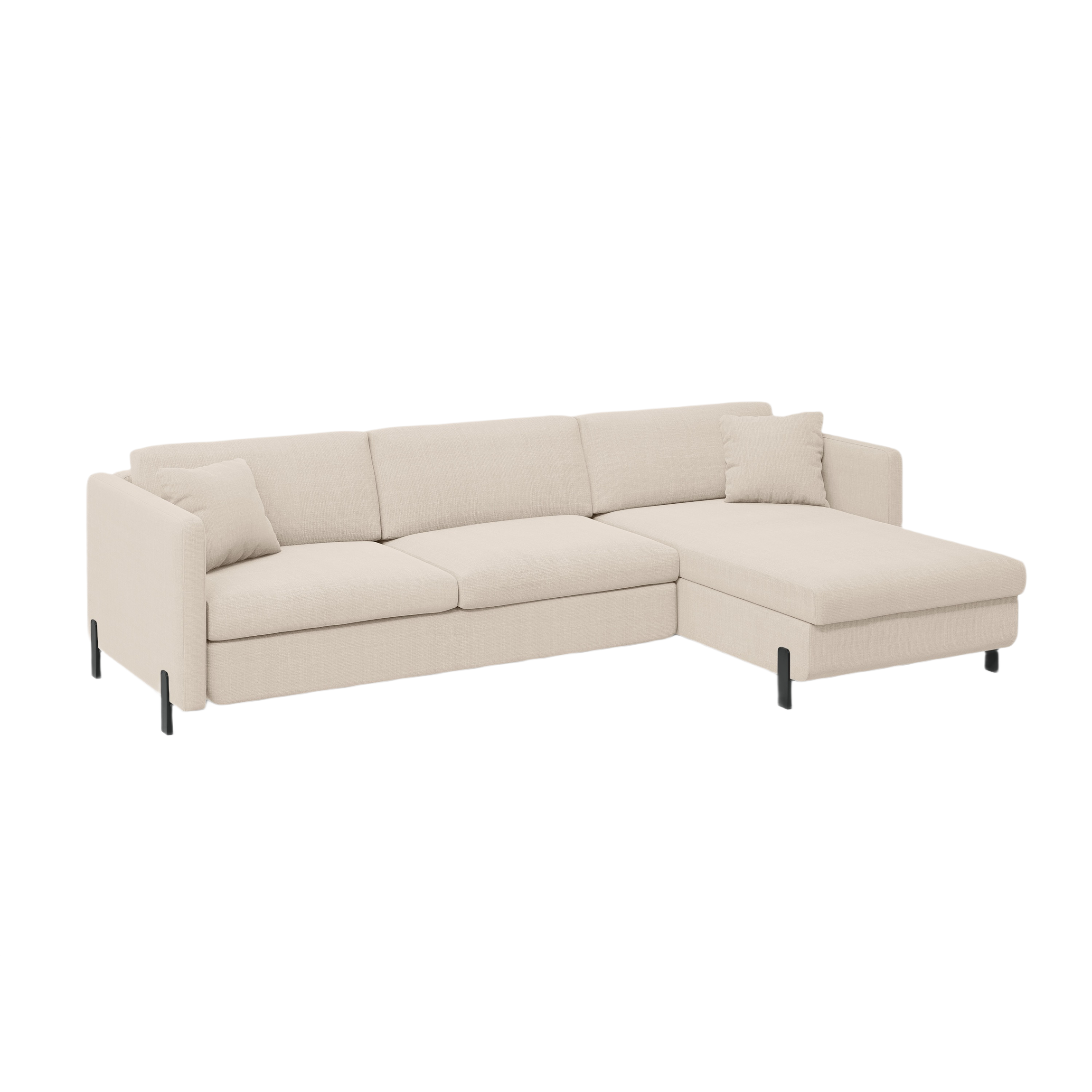 Right-sided corner sofa bed GLORIA beige chenille