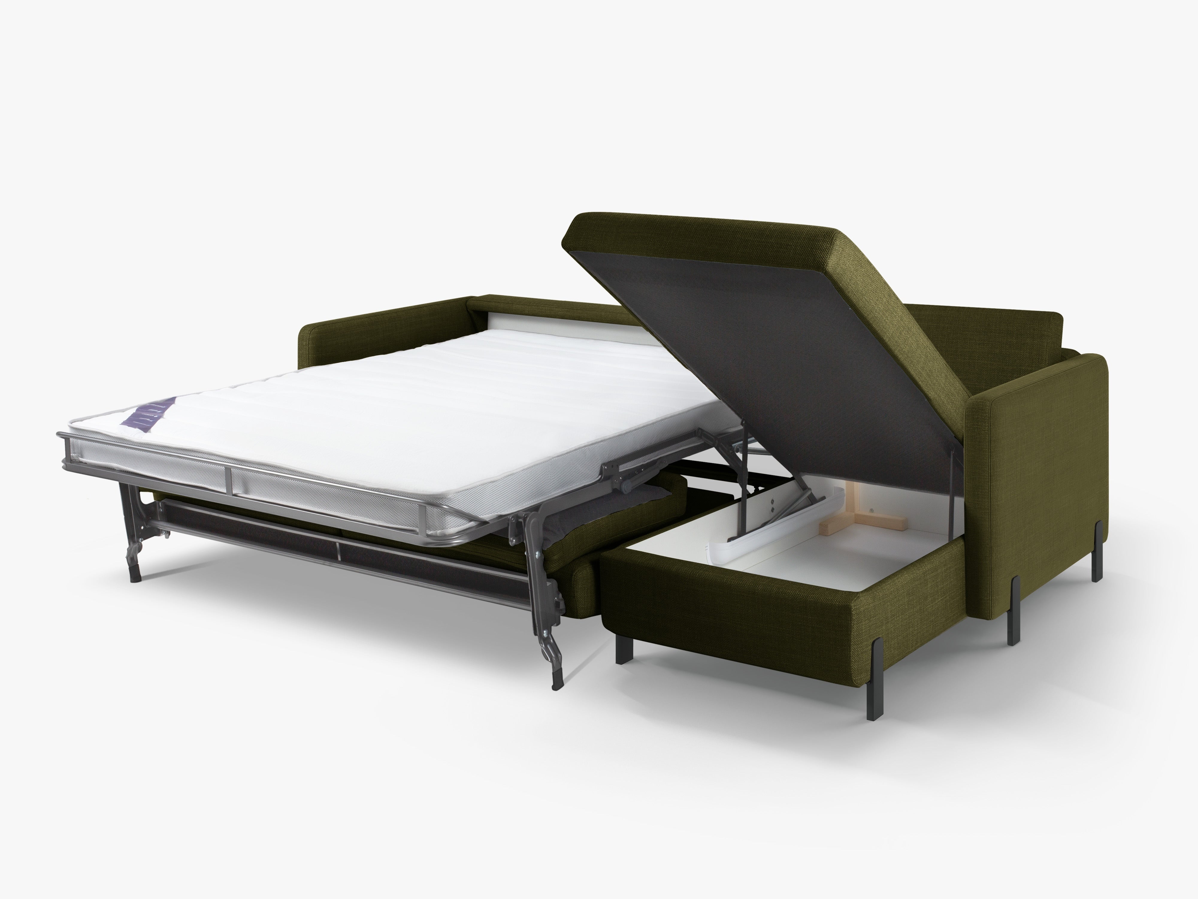 Right-sided corner sofa bed GLORIA green chenille