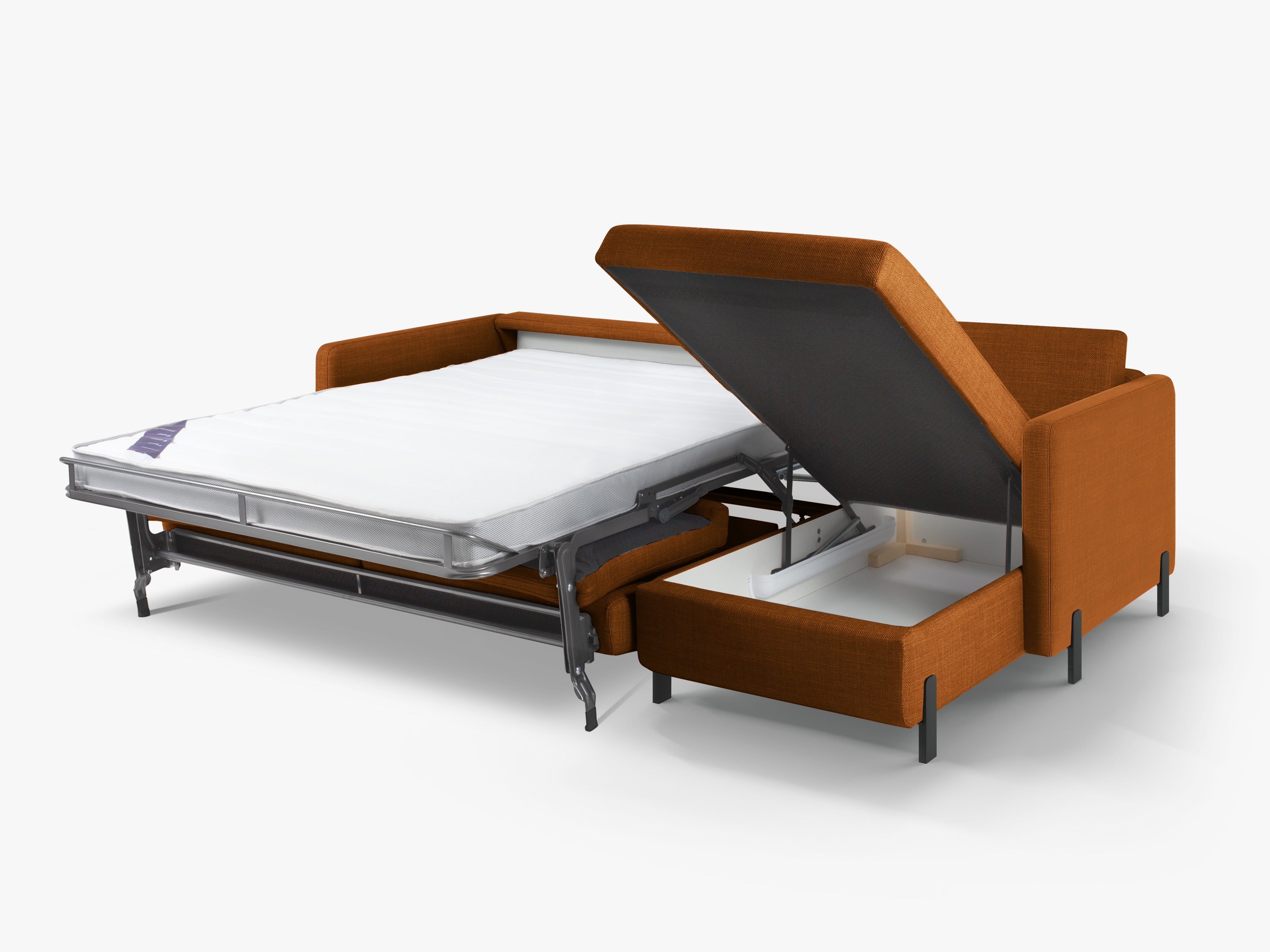 Right-sided corner sofa bed GLORIA brick chenille