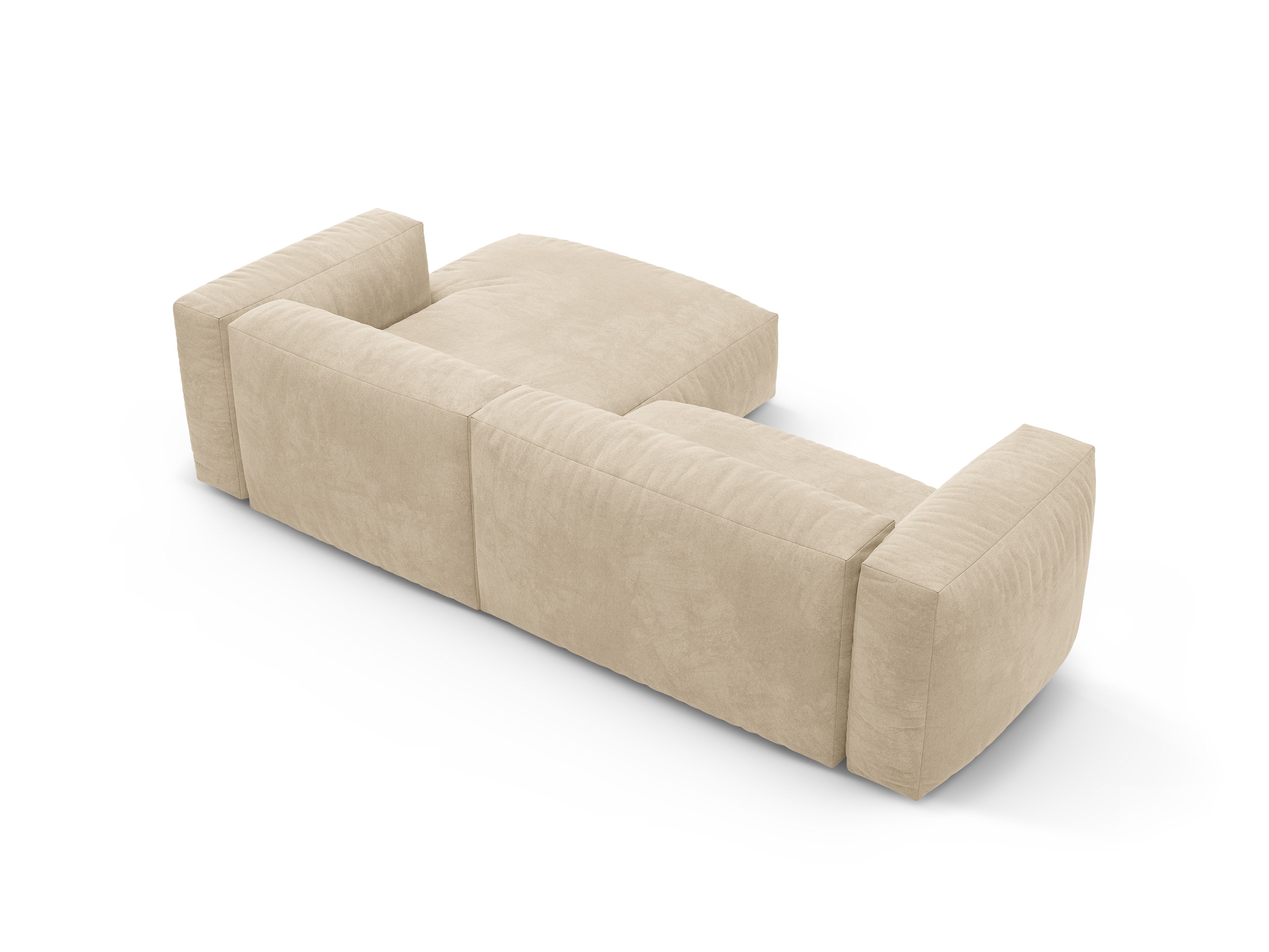 Right-facing velvet corner sofa with sleeping function MARTINA light beige