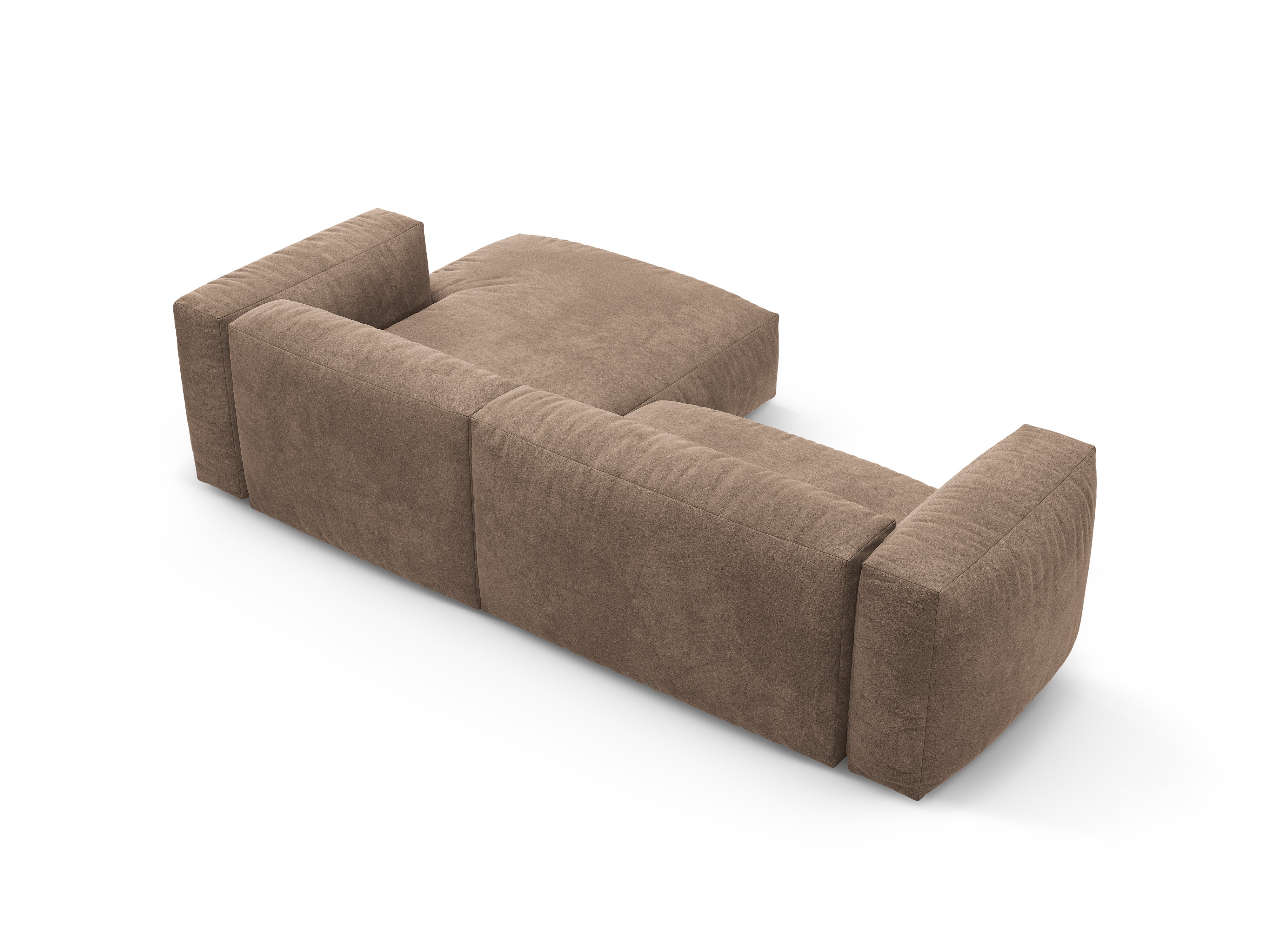 Right-facing velvet corner sofa with sleeping function MARTINA dark beige