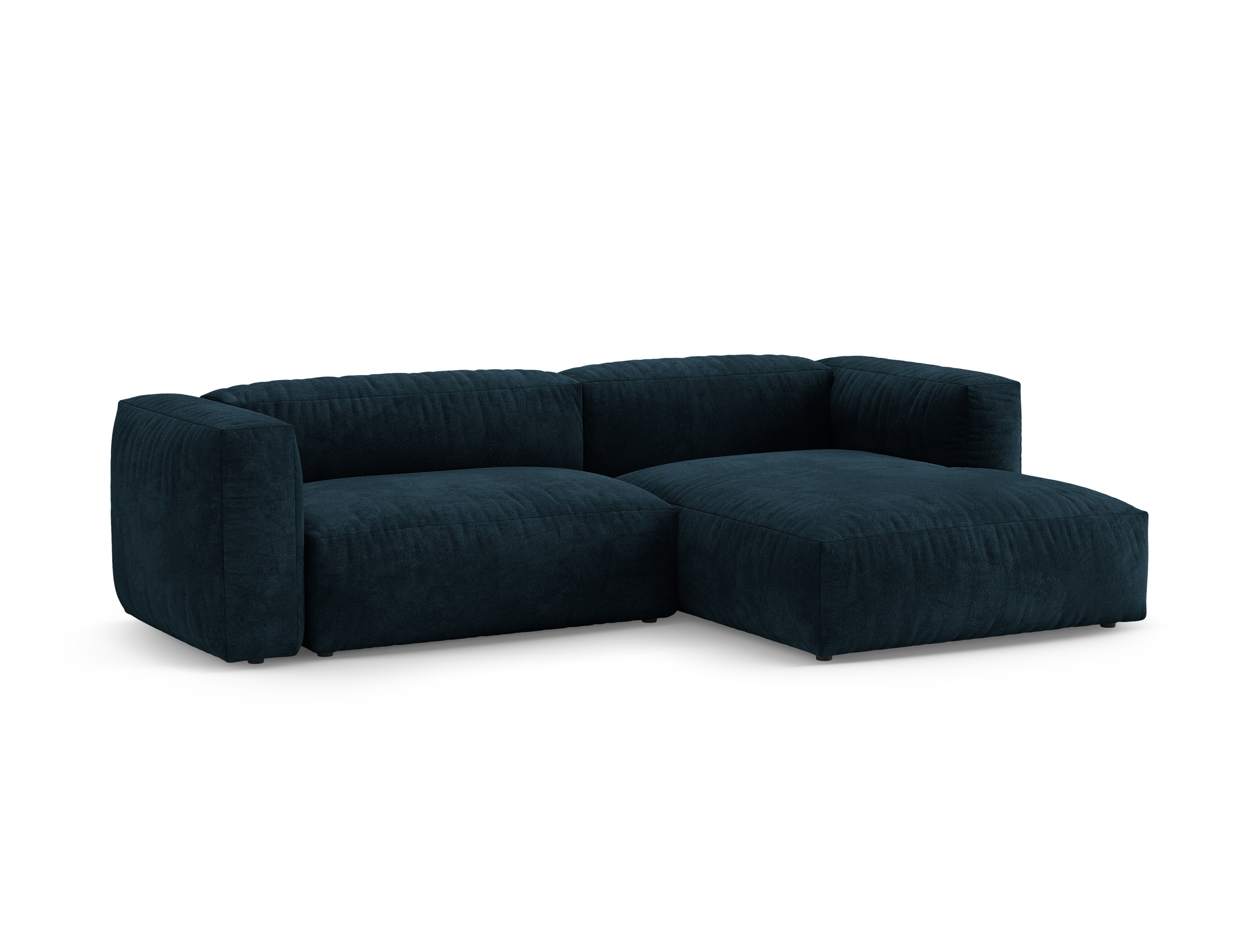 Right-facing velvet corner sofa with sleeping function MARTINA deep petrol
